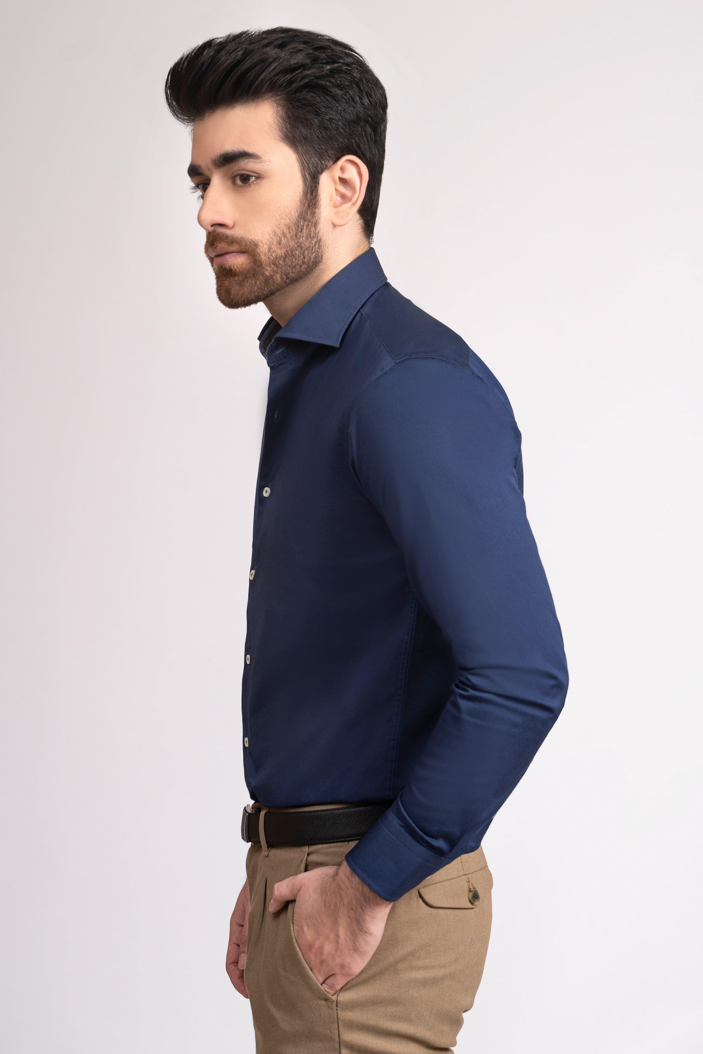 SEMI FORMAL SHIRT FRENCH COLLAR ROYAL BLUE at Charcoal Clothing
