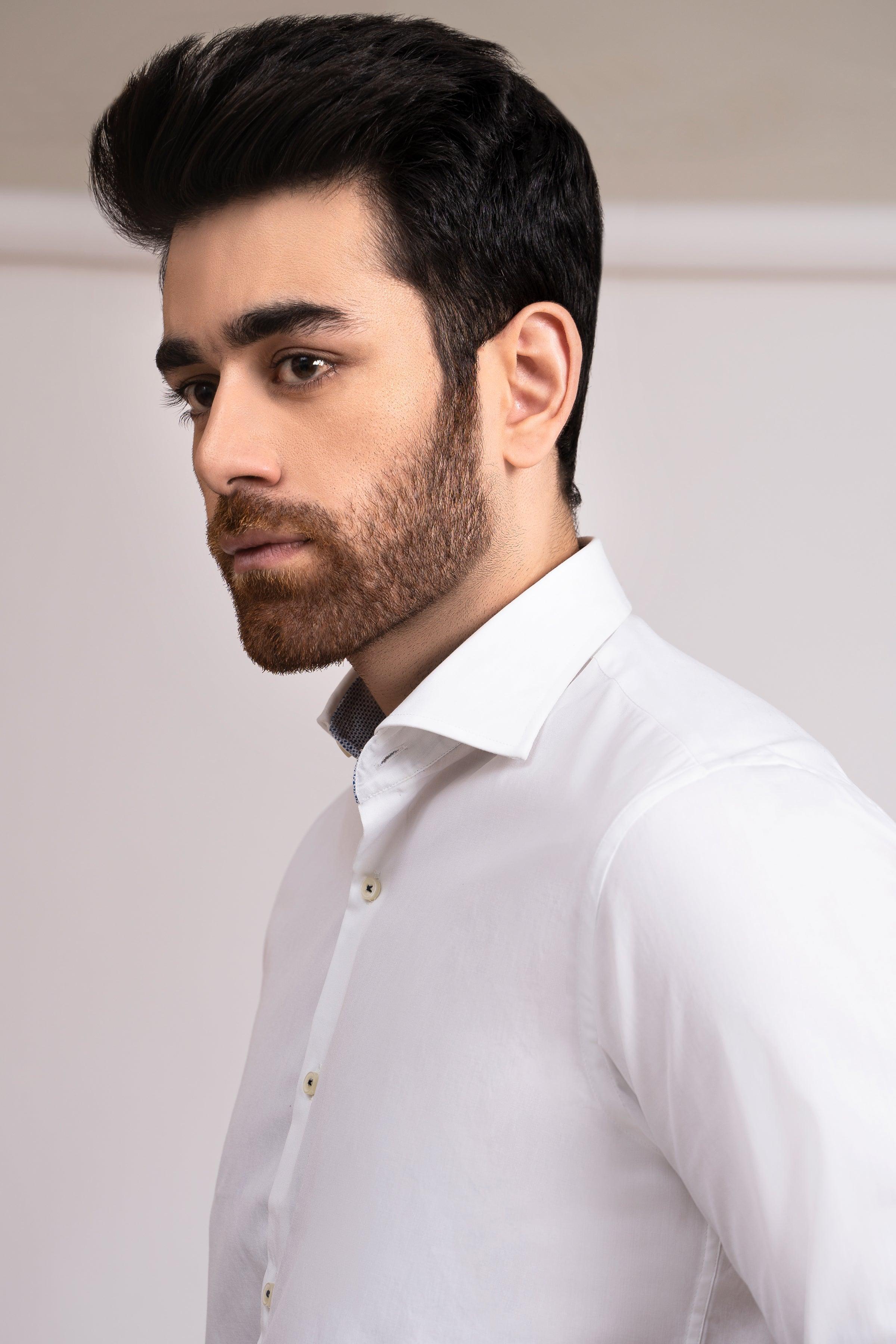 SEMI FORMAL SHIRT FRENCH COLLAR WHITE at Charcoal Clothing