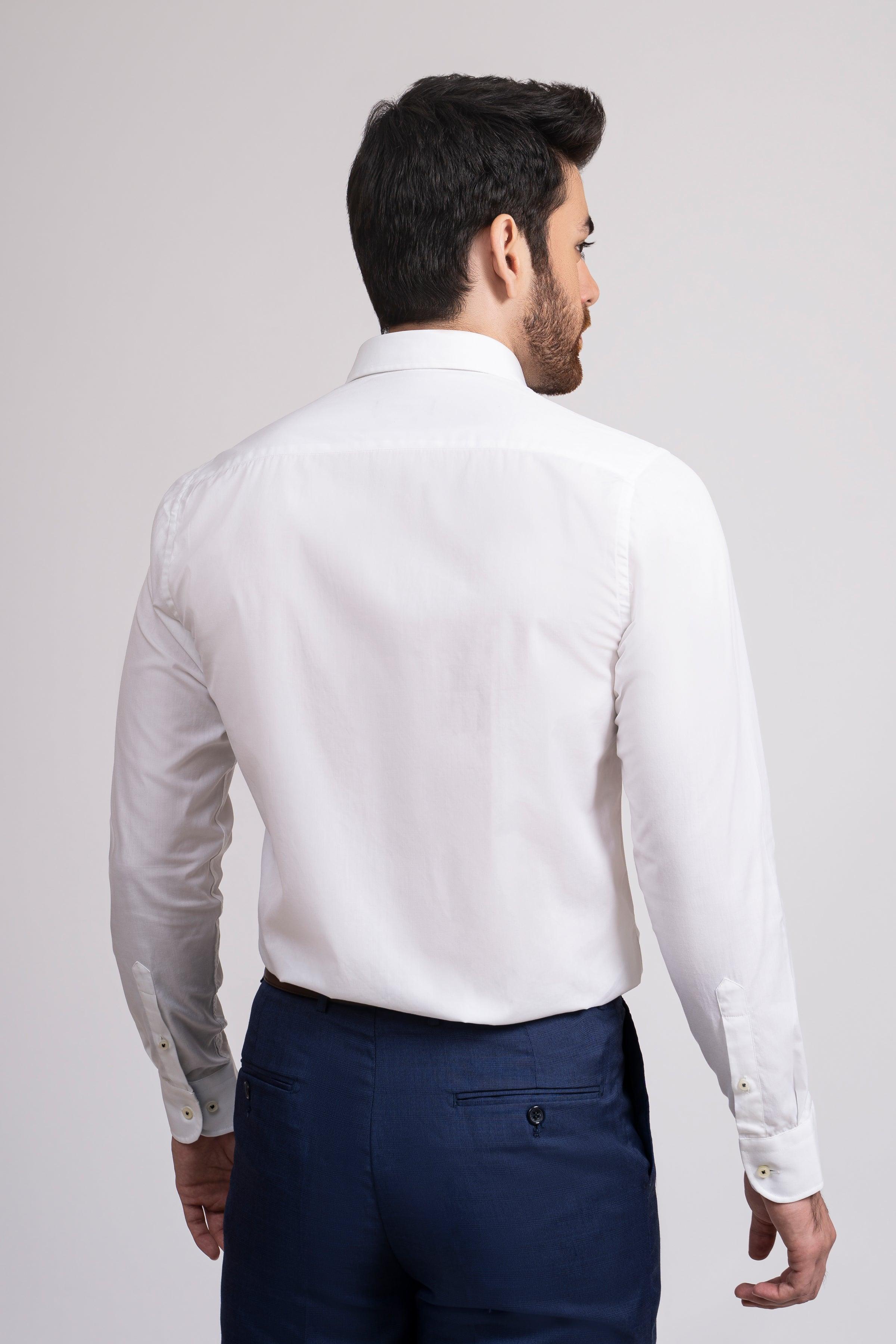 SEMI FORMAL SHIRT FRENCH COLLAR WHITE at Charcoal Clothing
