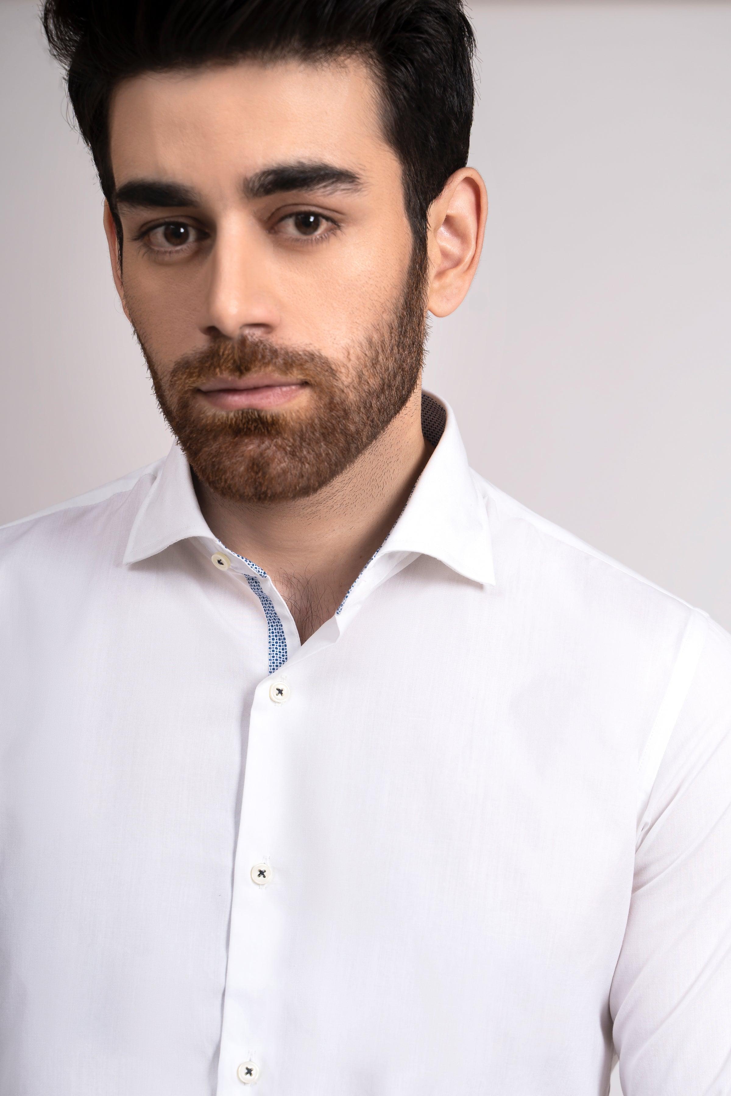 SEMI FORMAL SHIRT FRENCH COLLAR WHITE at Charcoal Clothing