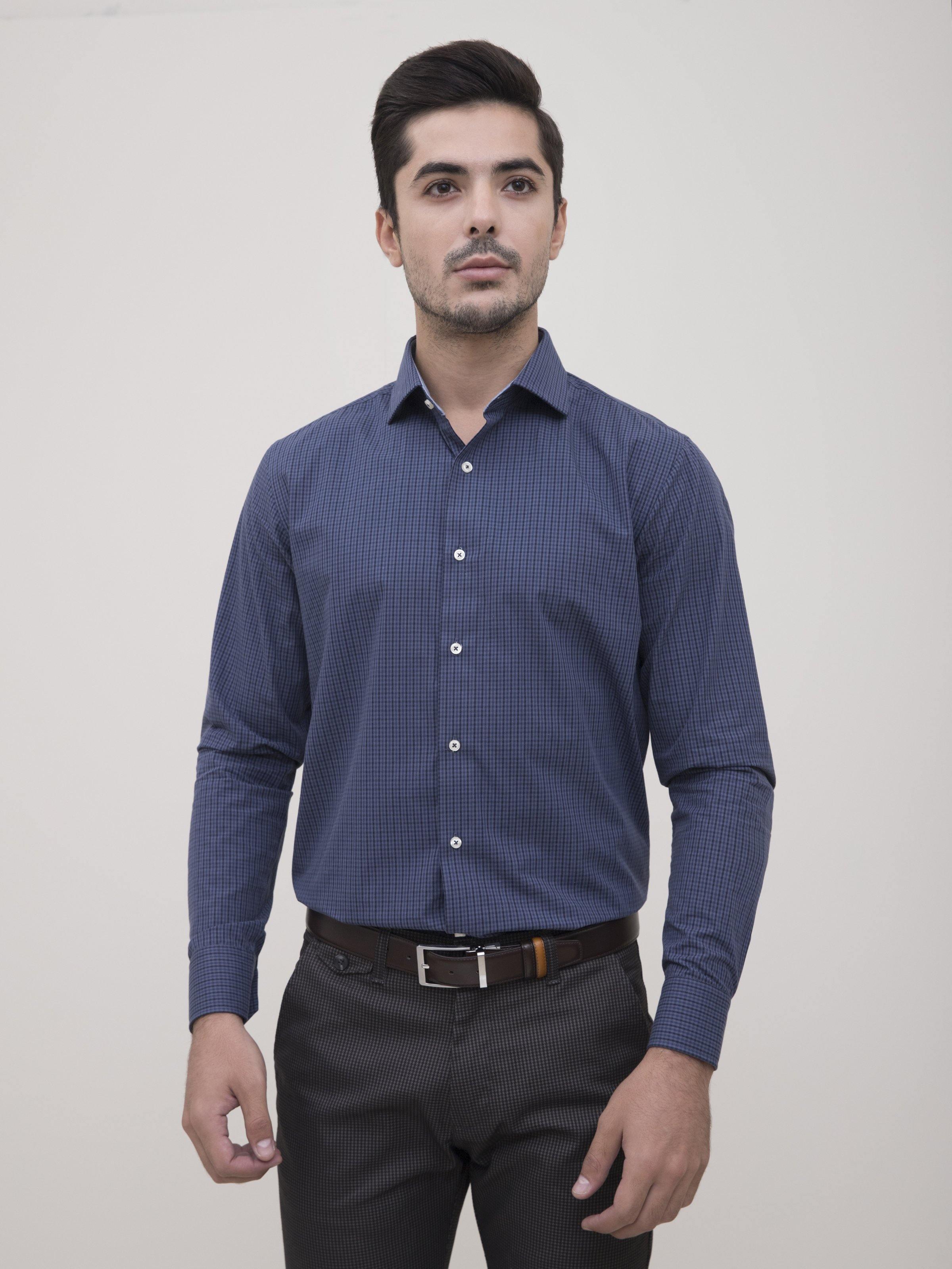 SEMI FORMAL SHIRT FULL SLEEVE BLUISH GREY at Charcoal Clothing