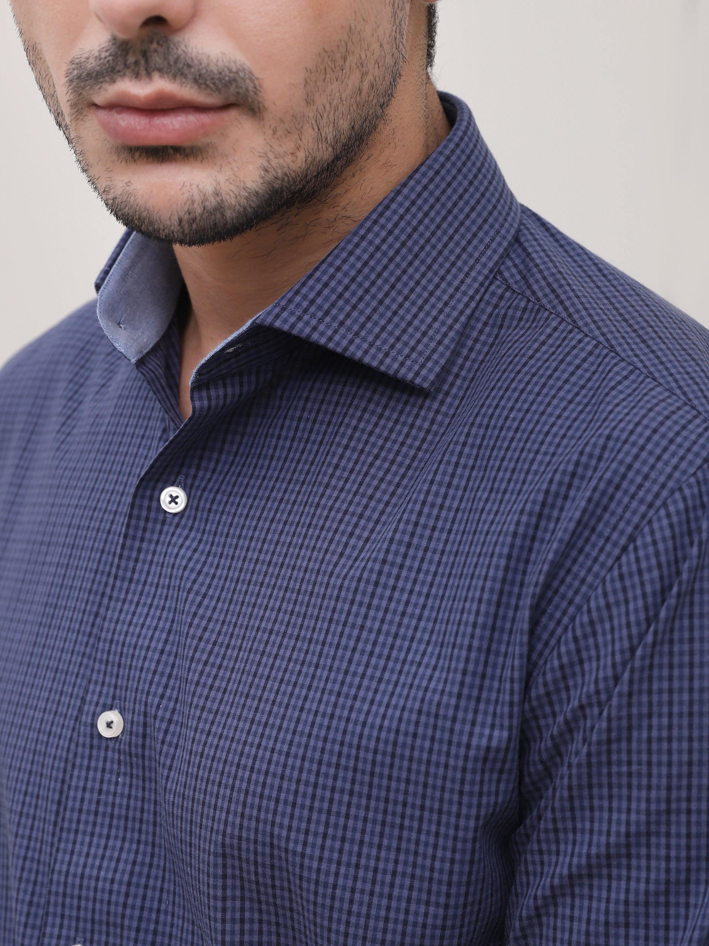 SEMI FORMAL SHIRT FULL SLEEVE BLUISH GREY at Charcoal Clothing