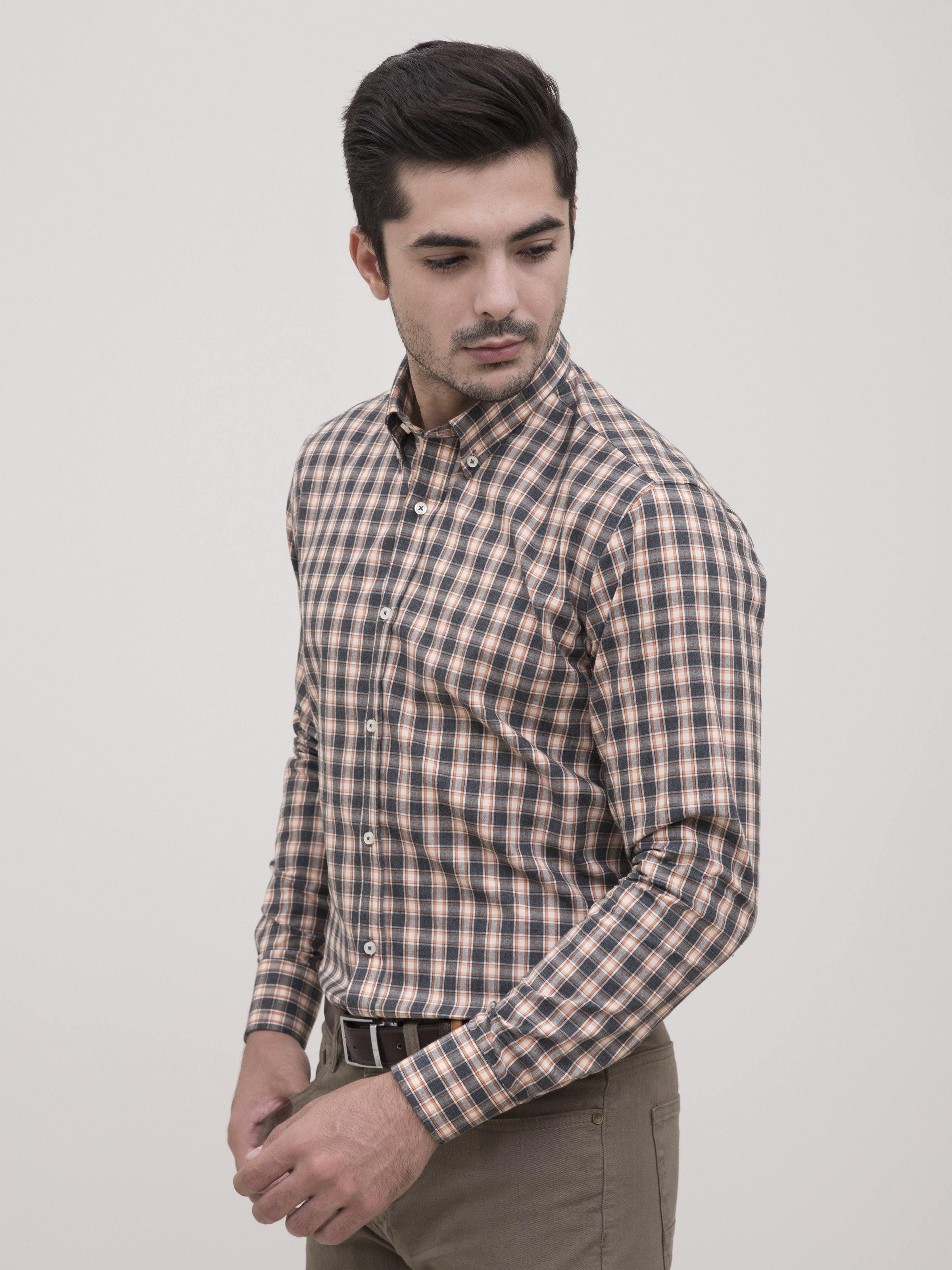 SEMI FORMAL SHIRT FULL SLEEVE BOTTON DOWN MULTI at Charcoal Clothing