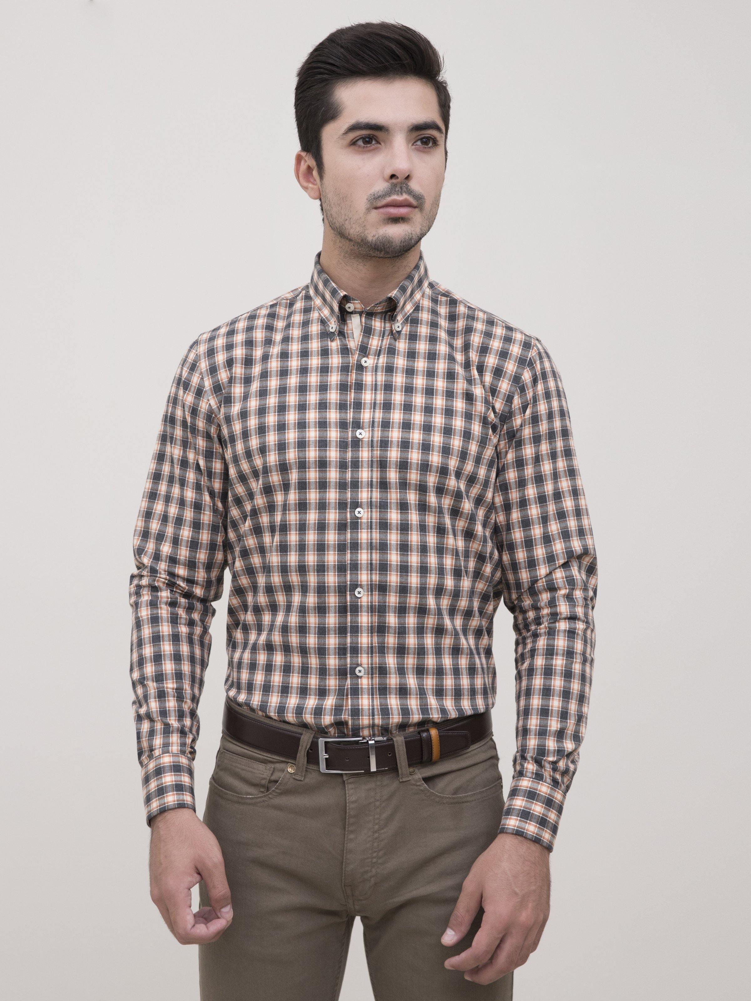 SEMI FORMAL SHIRT FULL SLEEVE BOTTON DOWN MULTI at Charcoal Clothing