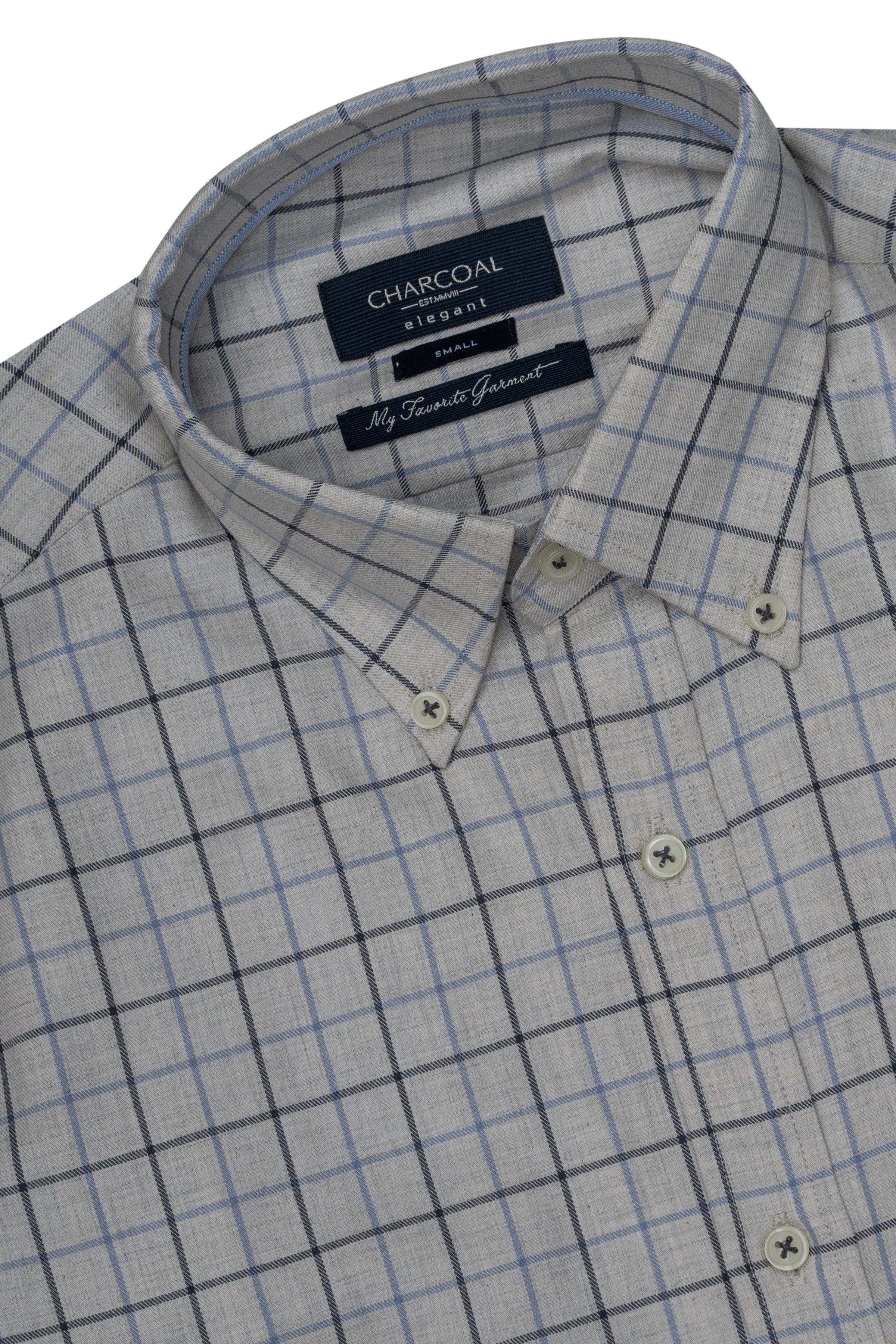 SEMI FORMAL SHIRT GREY CHECK at Charcoal Clothing