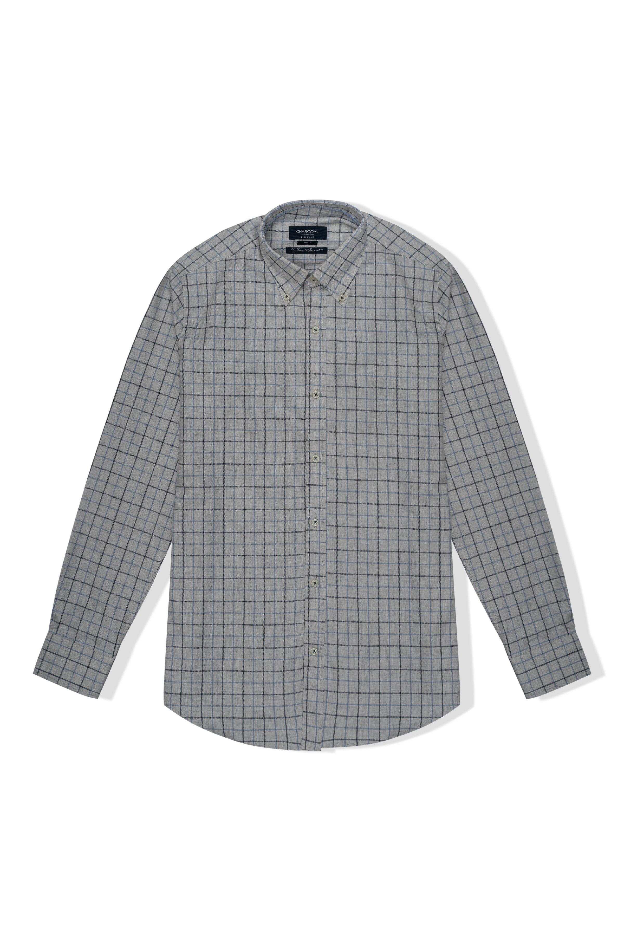 SEMI FORMAL SHIRT GREY CHECK at Charcoal Clothing