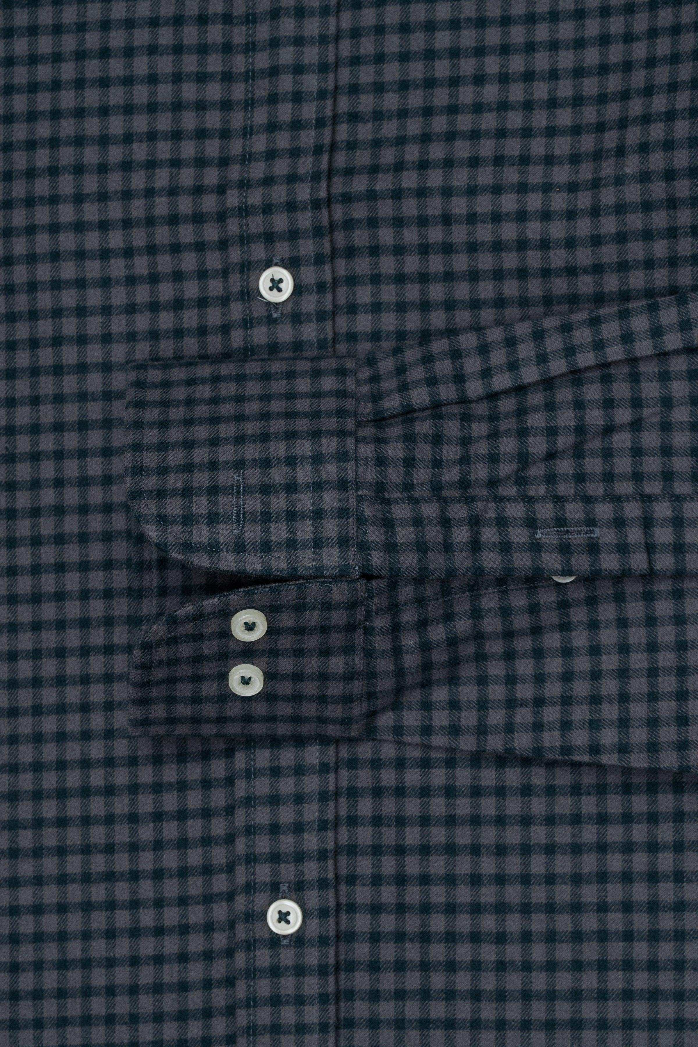 SEMI FORMAL SHIRT GREY GREEN CHECK at Charcoal Clothing