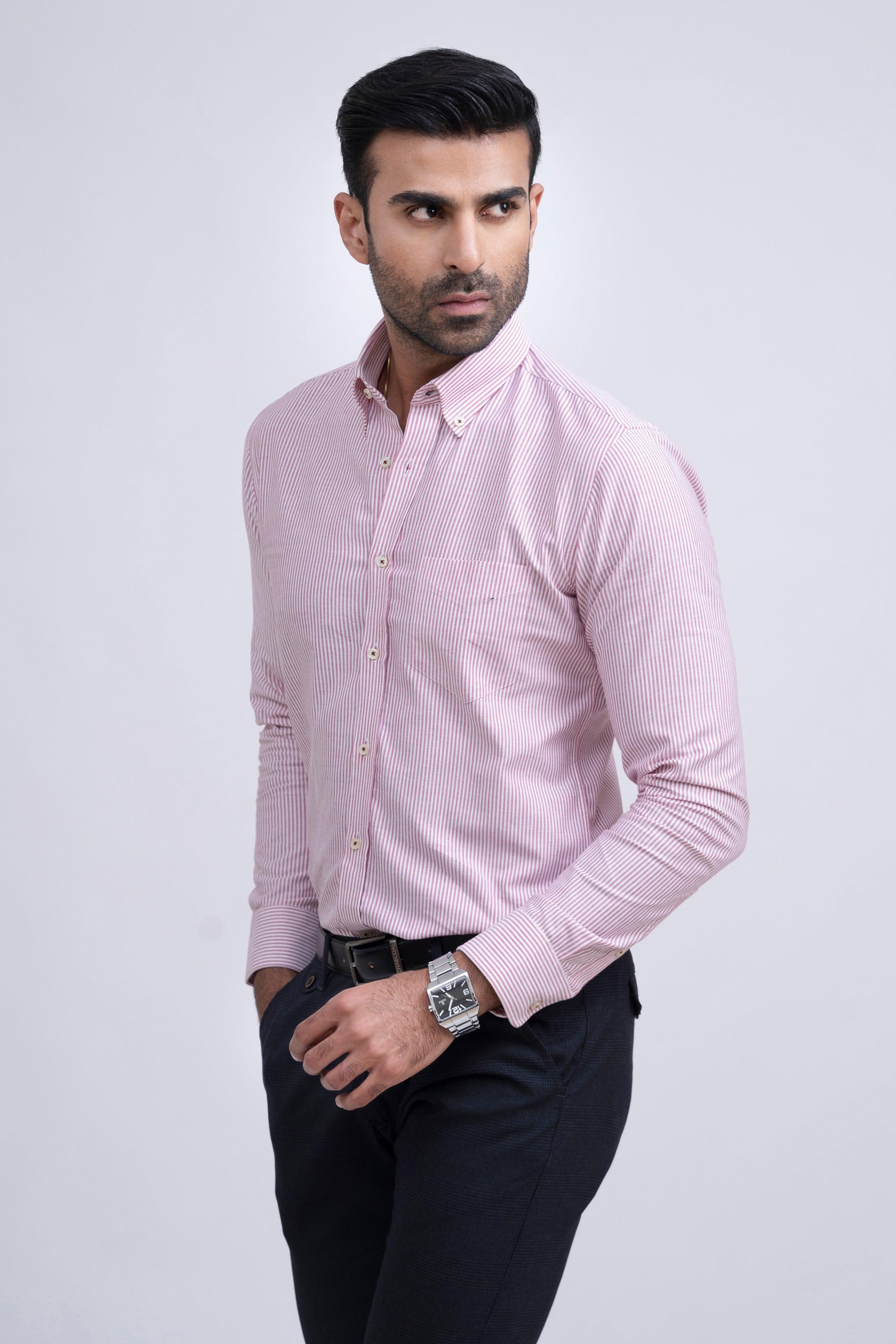 SEMI FORMAL SHIRT MAROON WHITE at Charcoal Clothing