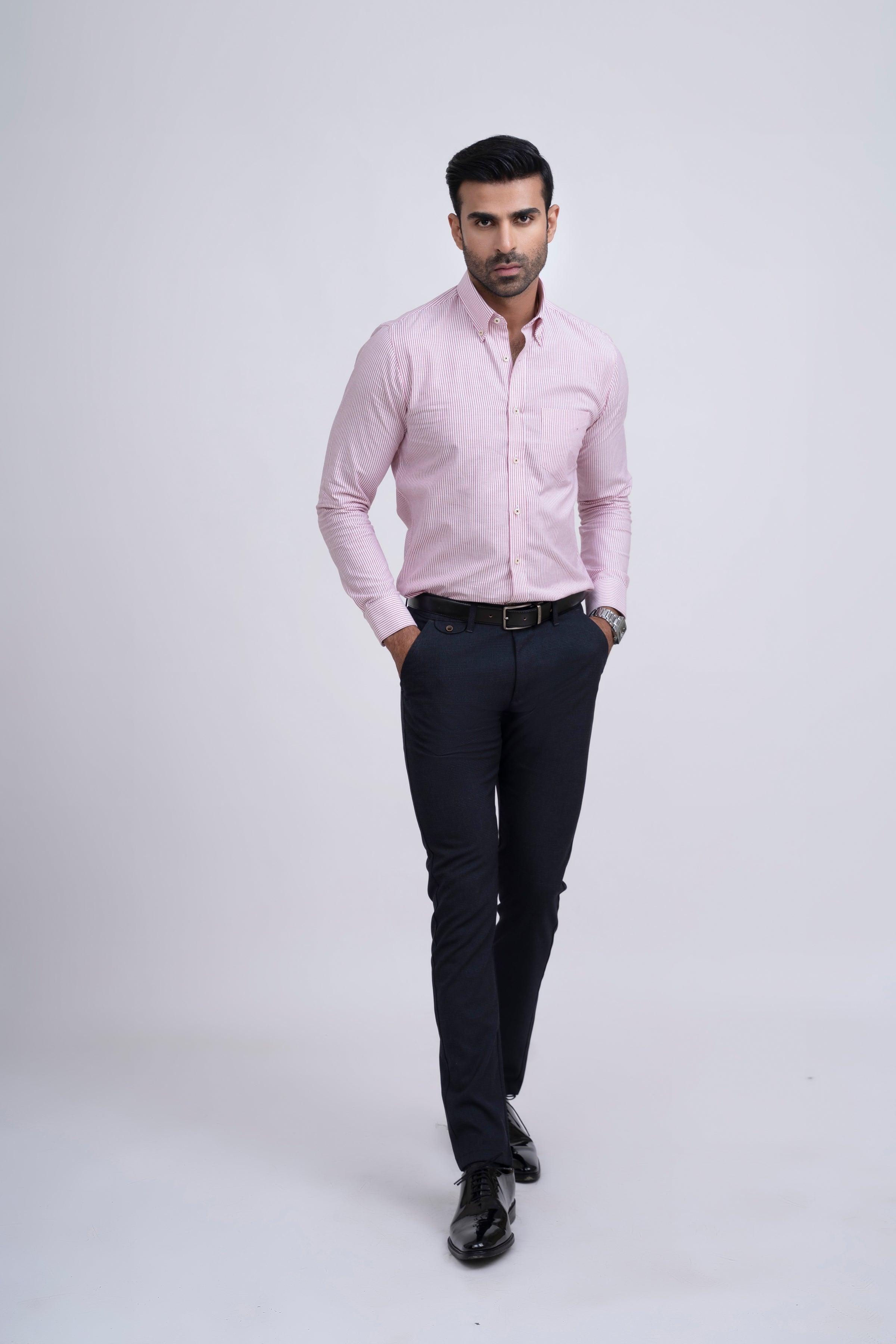 SEMI FORMAL SHIRT MAROON WHITE at Charcoal Clothing