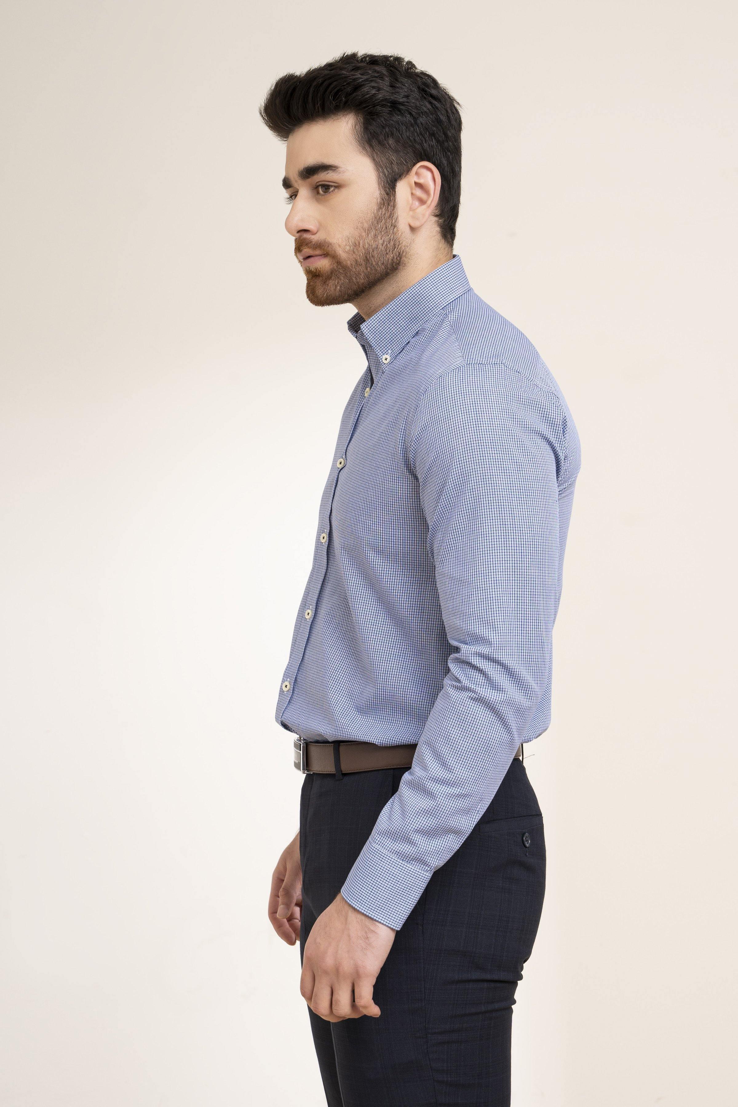 SEMI FORMAL SHIRT NAVY GREY at Charcoal Clothing