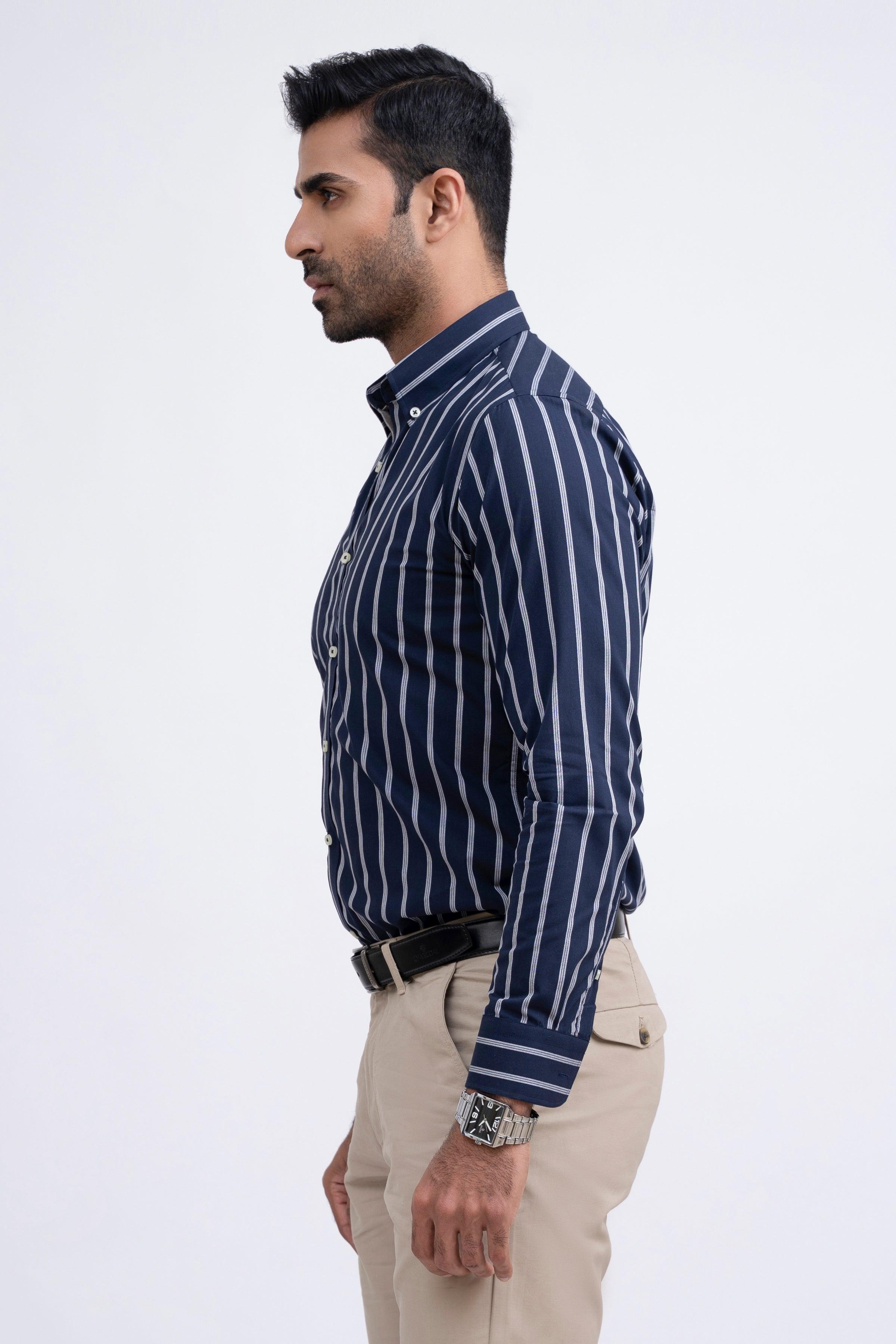 SEMI FORMAL SHIRT NAVY GREY at Charcoal Clothing