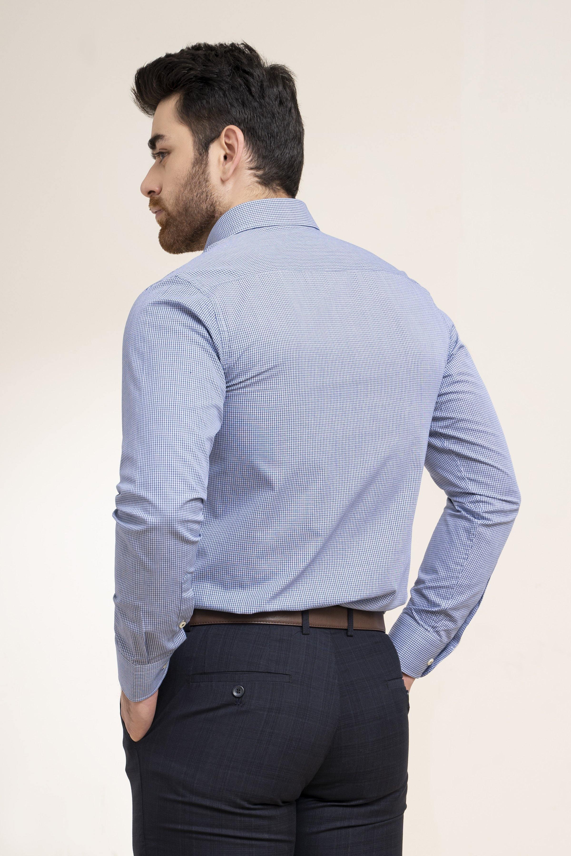 SEMI FORMAL SHIRT NAVY GREY at Charcoal Clothing