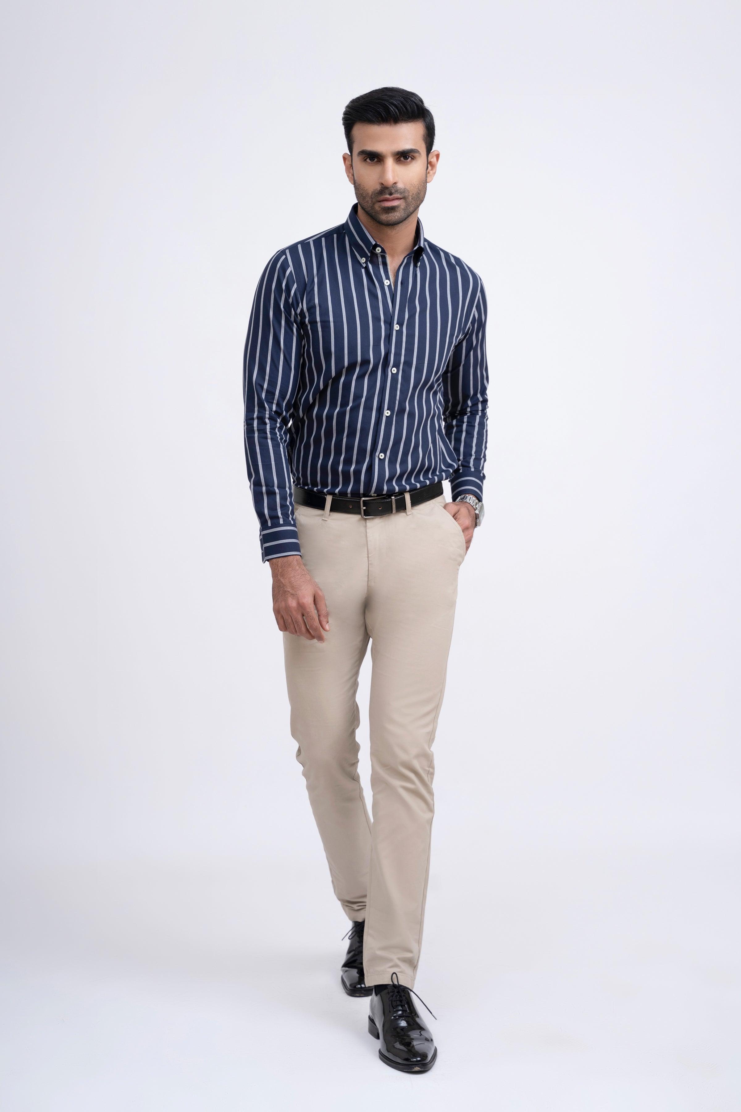 SEMI FORMAL SHIRT NAVY GREY at Charcoal Clothing