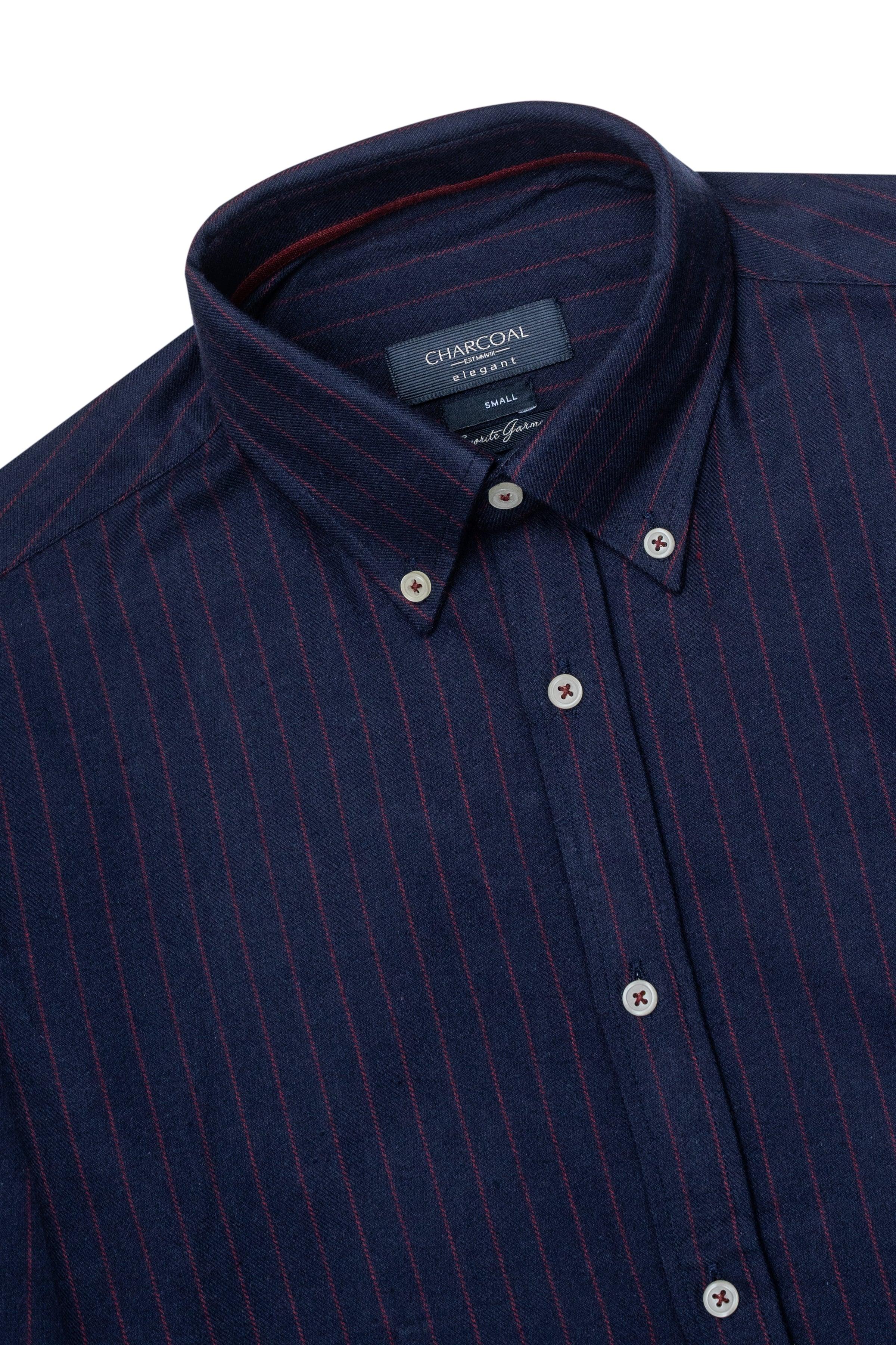 SEMI FORMAL SHIRT NAVY MAROON LINE at Charcoal Clothing