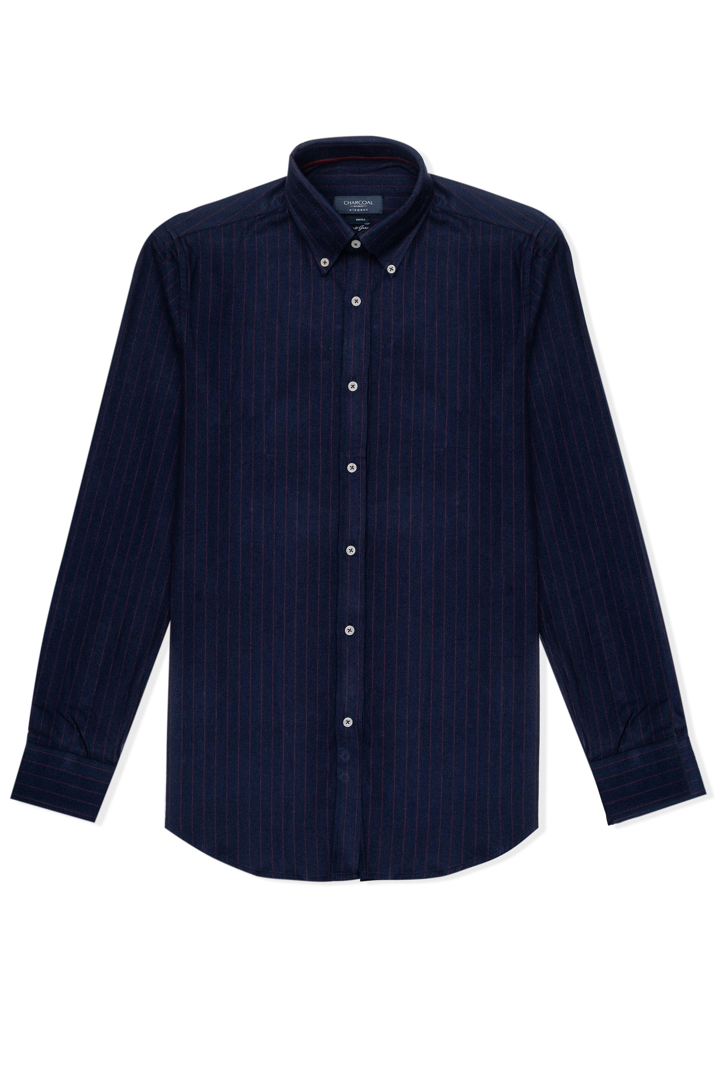 SEMI FORMAL SHIRT NAVY MAROON LINE at Charcoal Clothing