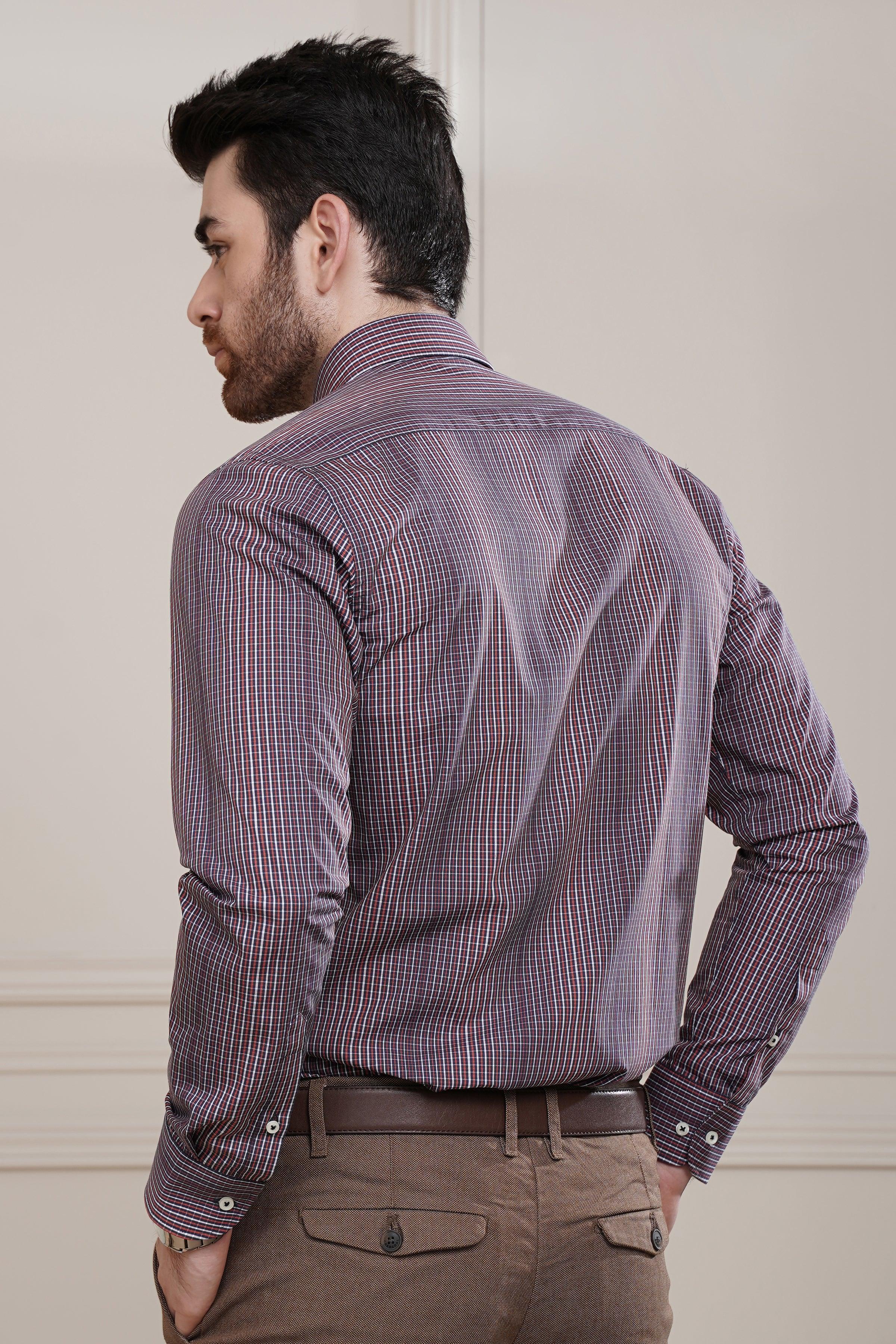 SEMI FORMAL SHIRT NAVY RED at Charcoal Clothing