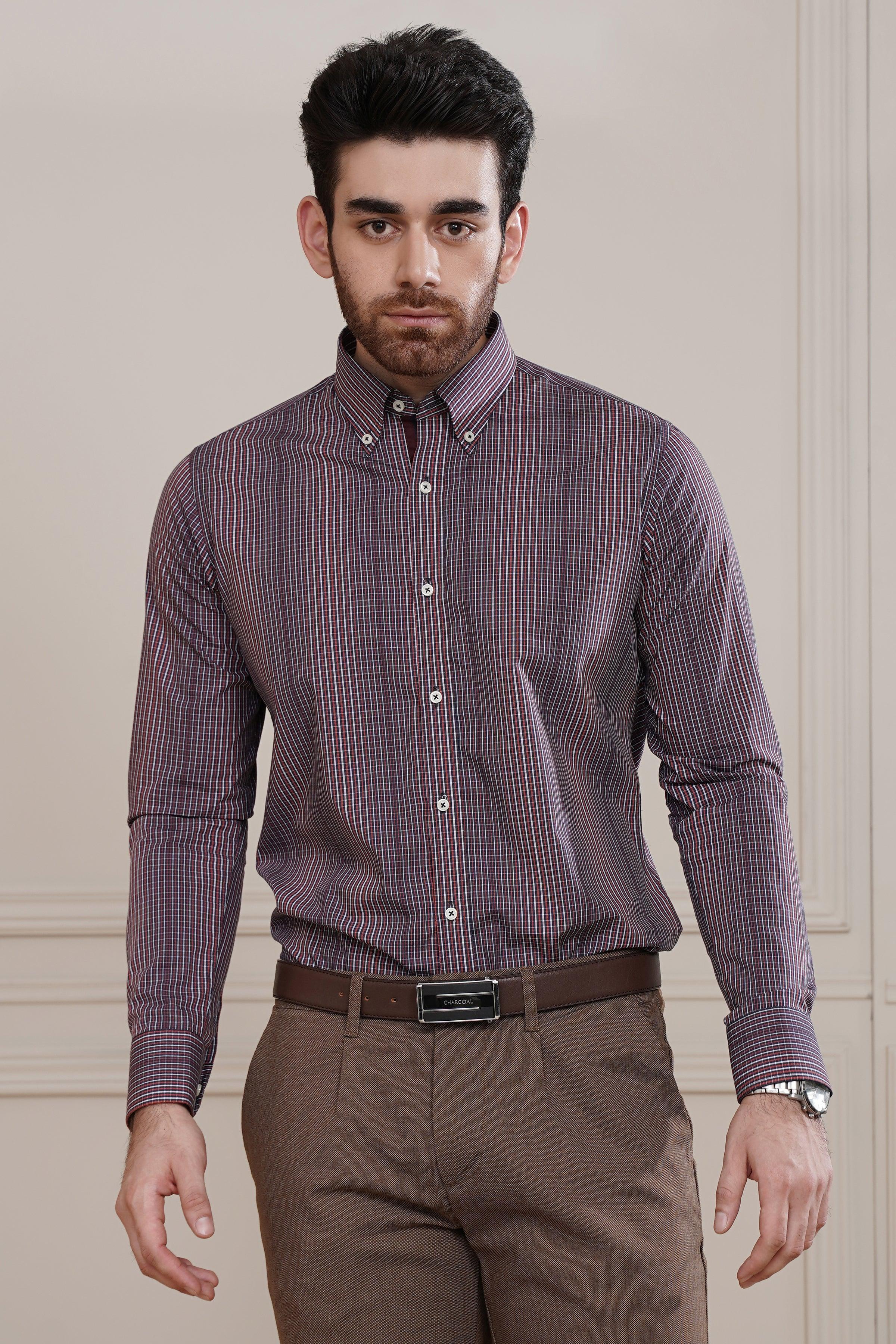 SEMI FORMAL SHIRT NAVY RED at Charcoal Clothing