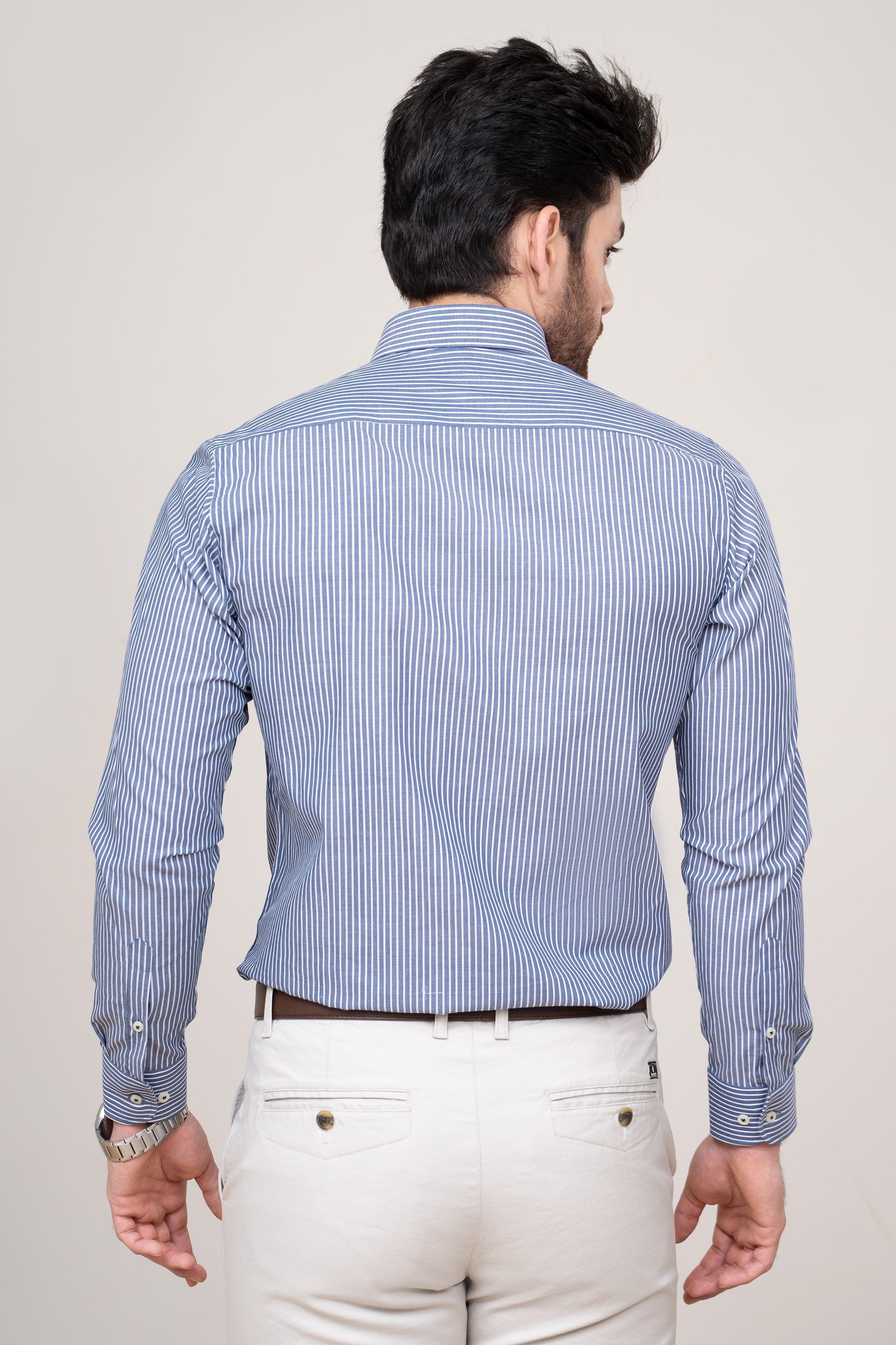 SEMI FORMAL SHIRT NAVY WHITE at Charcoal Clothing