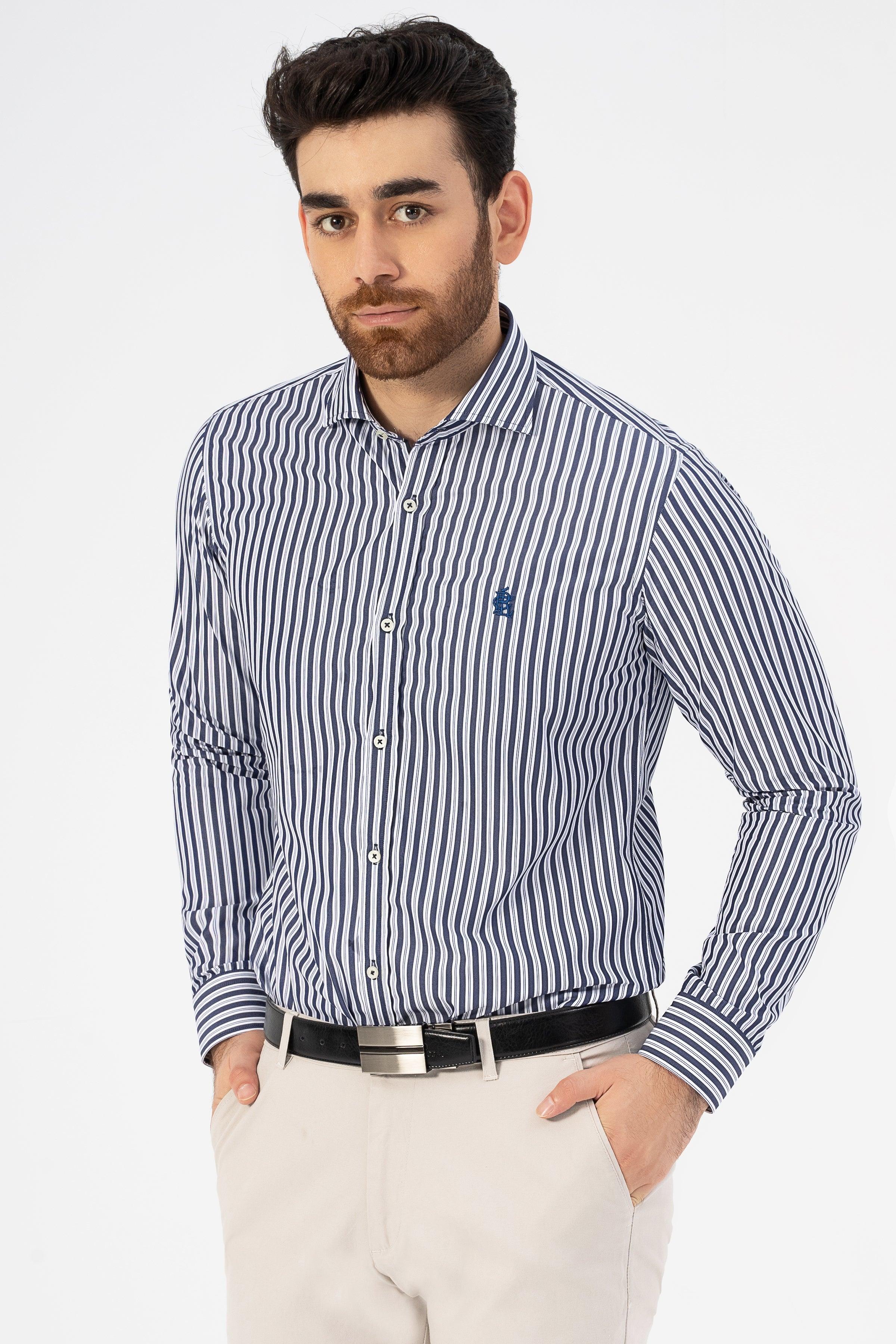 SEMI FORMAL SHIRT NAVY at Charcoal Clothing