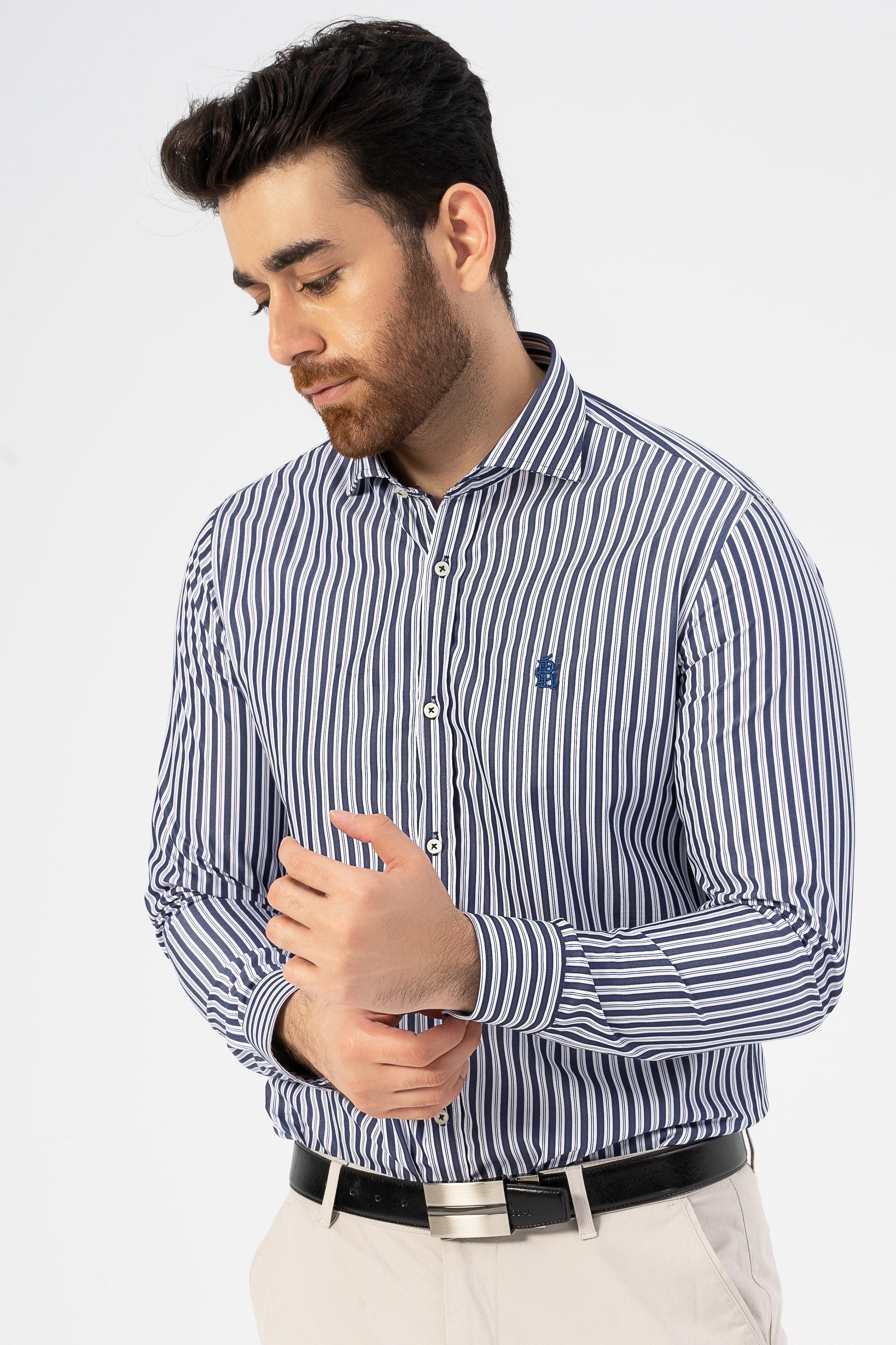 SEMI FORMAL SHIRT NAVY at Charcoal Clothing