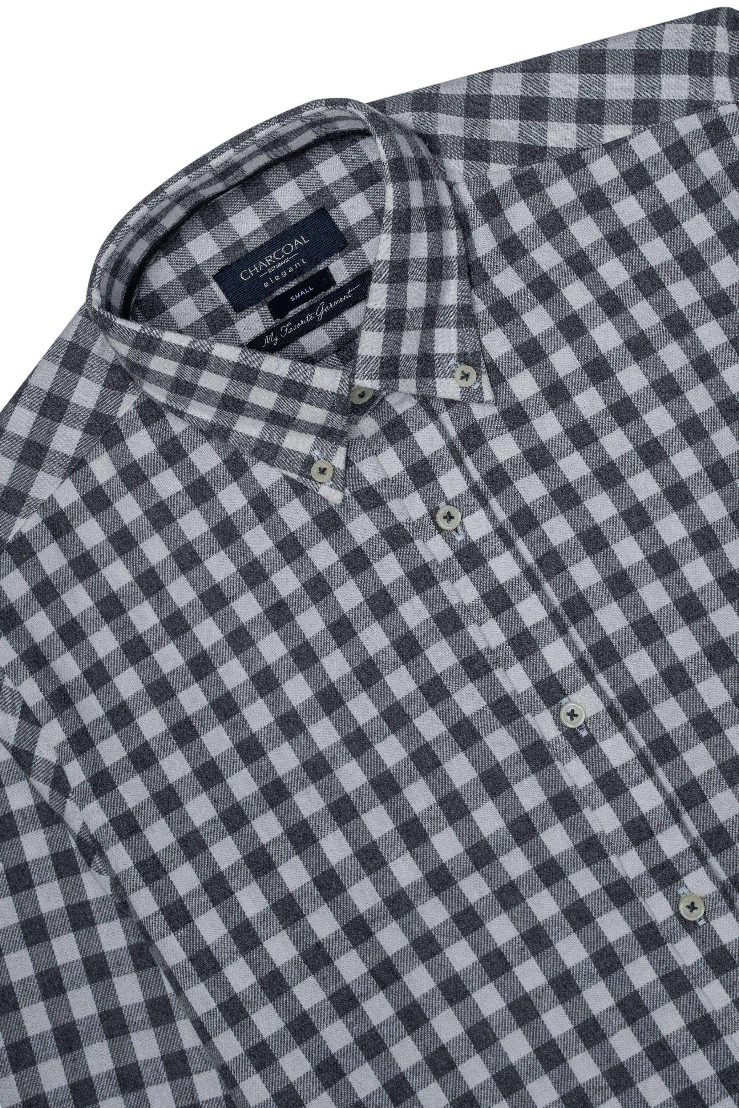 SEMI FORMAL SHIRT OFF WHITE CHECK at Charcoal Clothing