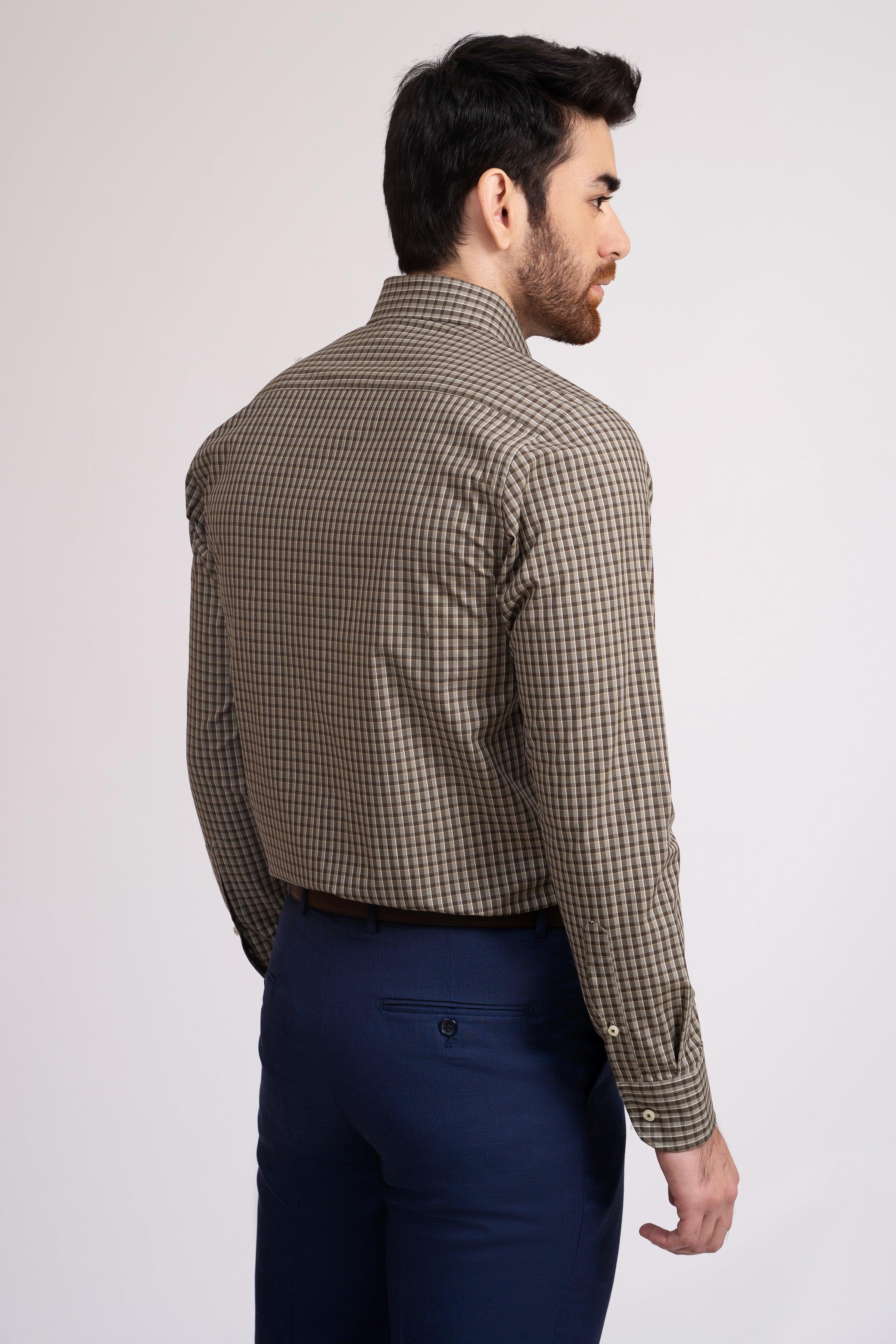 SEMI FORMAL SHIRT OLIVE CHECK at Charcoal Clothing
