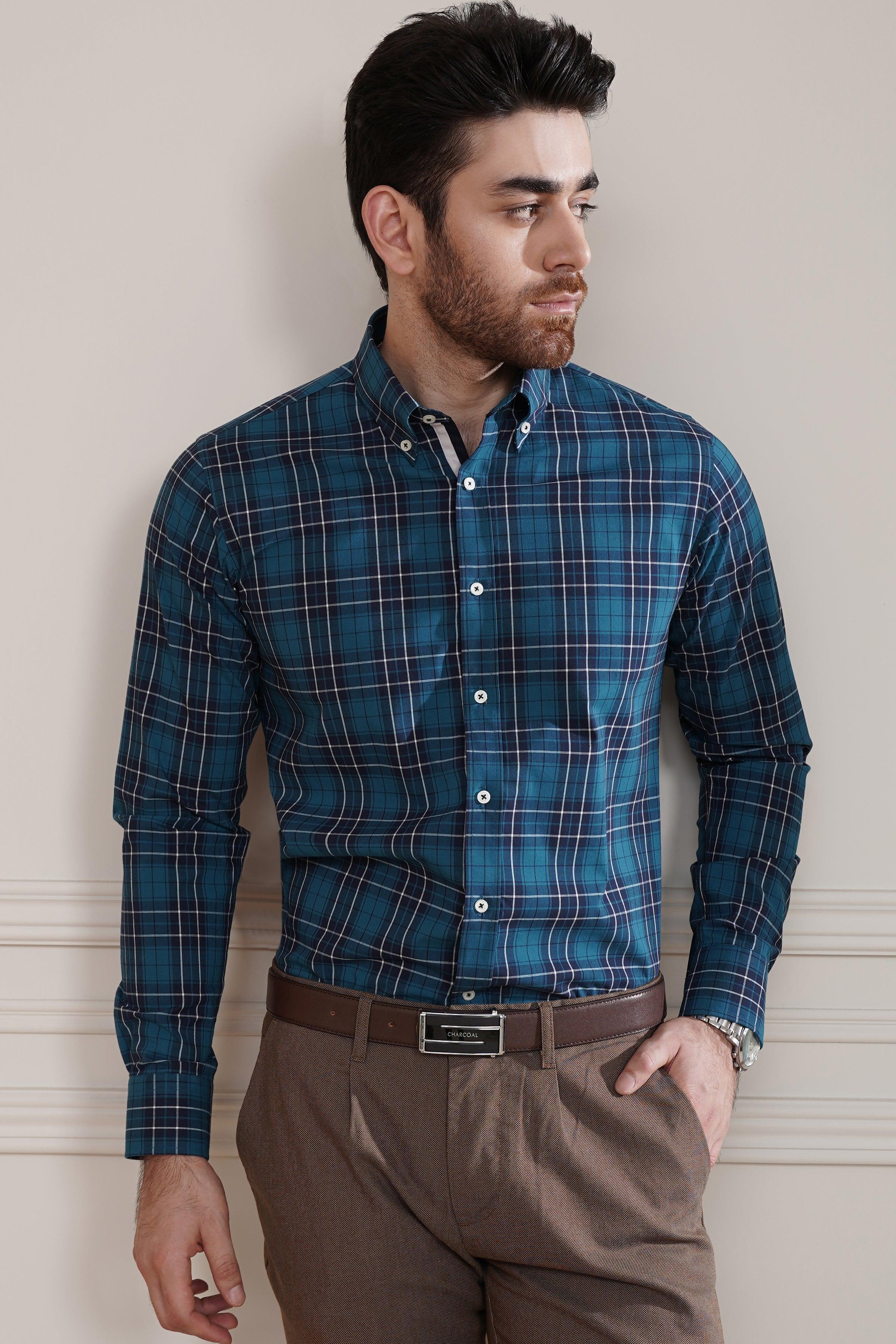 SEMI FORMAL SHIRT PACIFIC BLUE at Charcoal Clothing