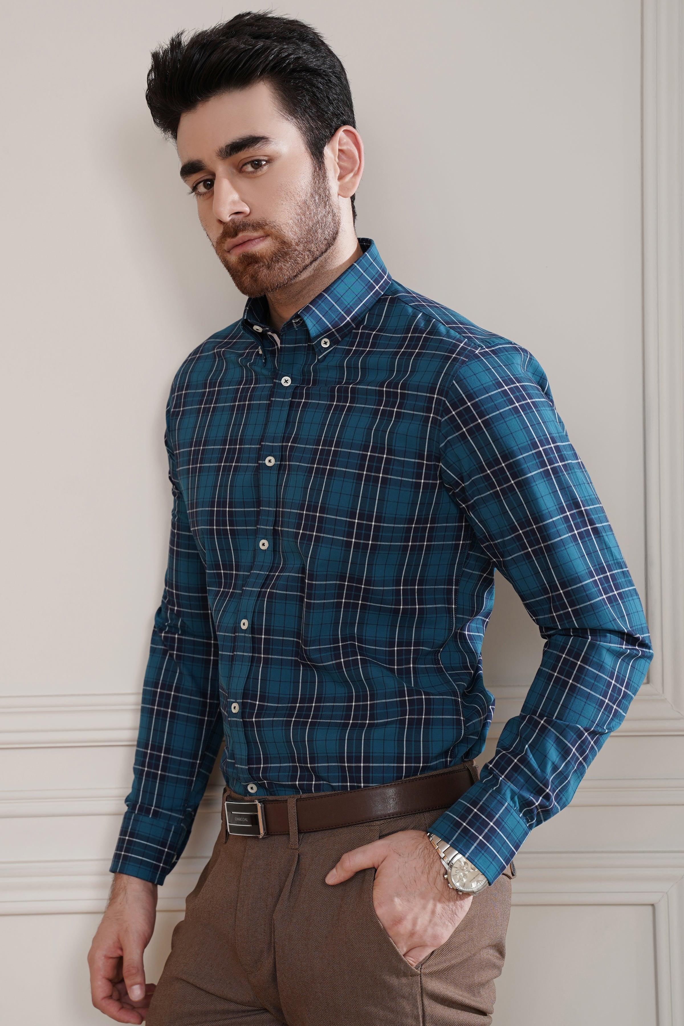 SEMI FORMAL SHIRT PACIFIC BLUE at Charcoal Clothing