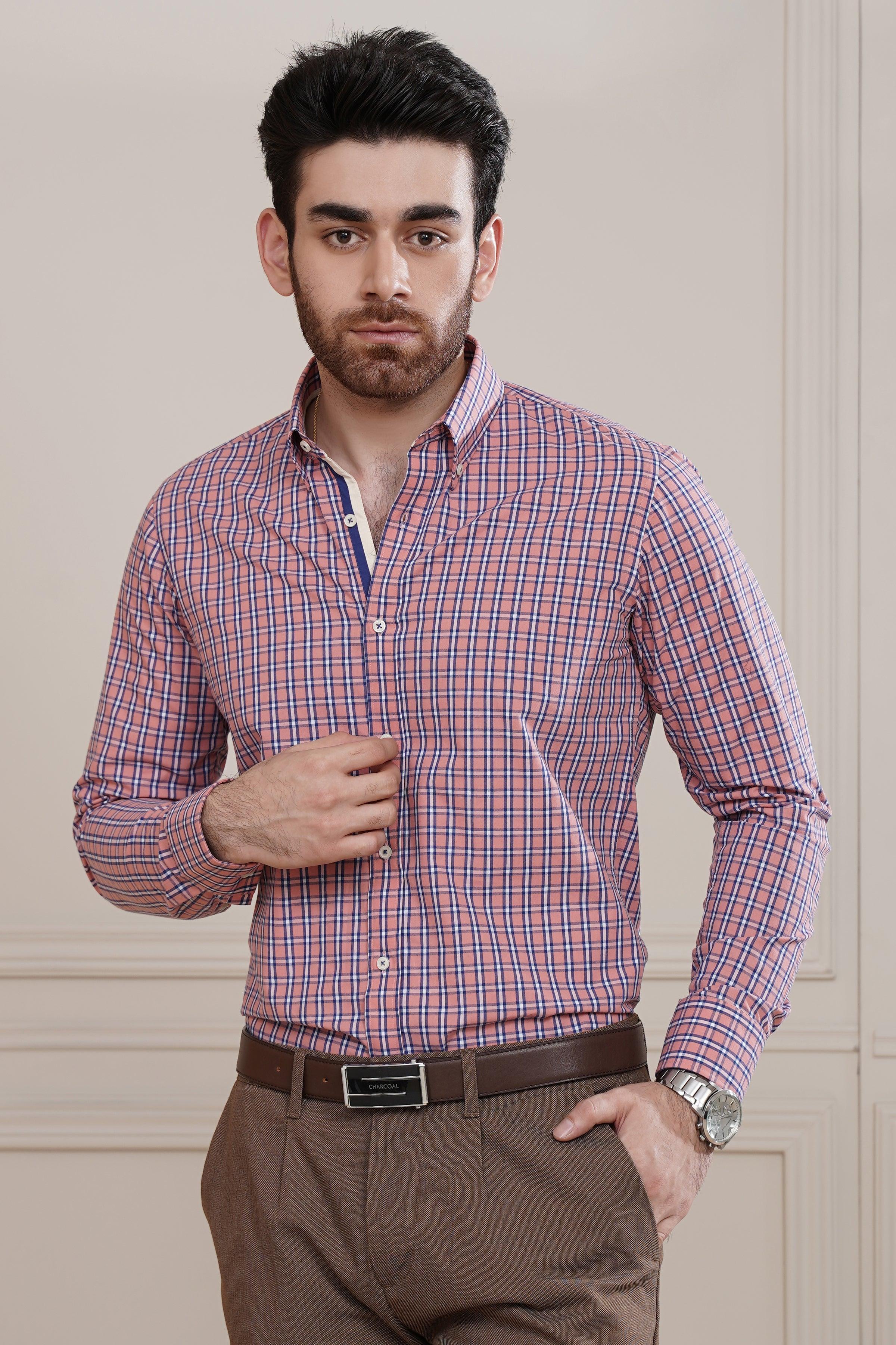 SEMI FORMAL SHIRT PEACH BLUE at Charcoal Clothing