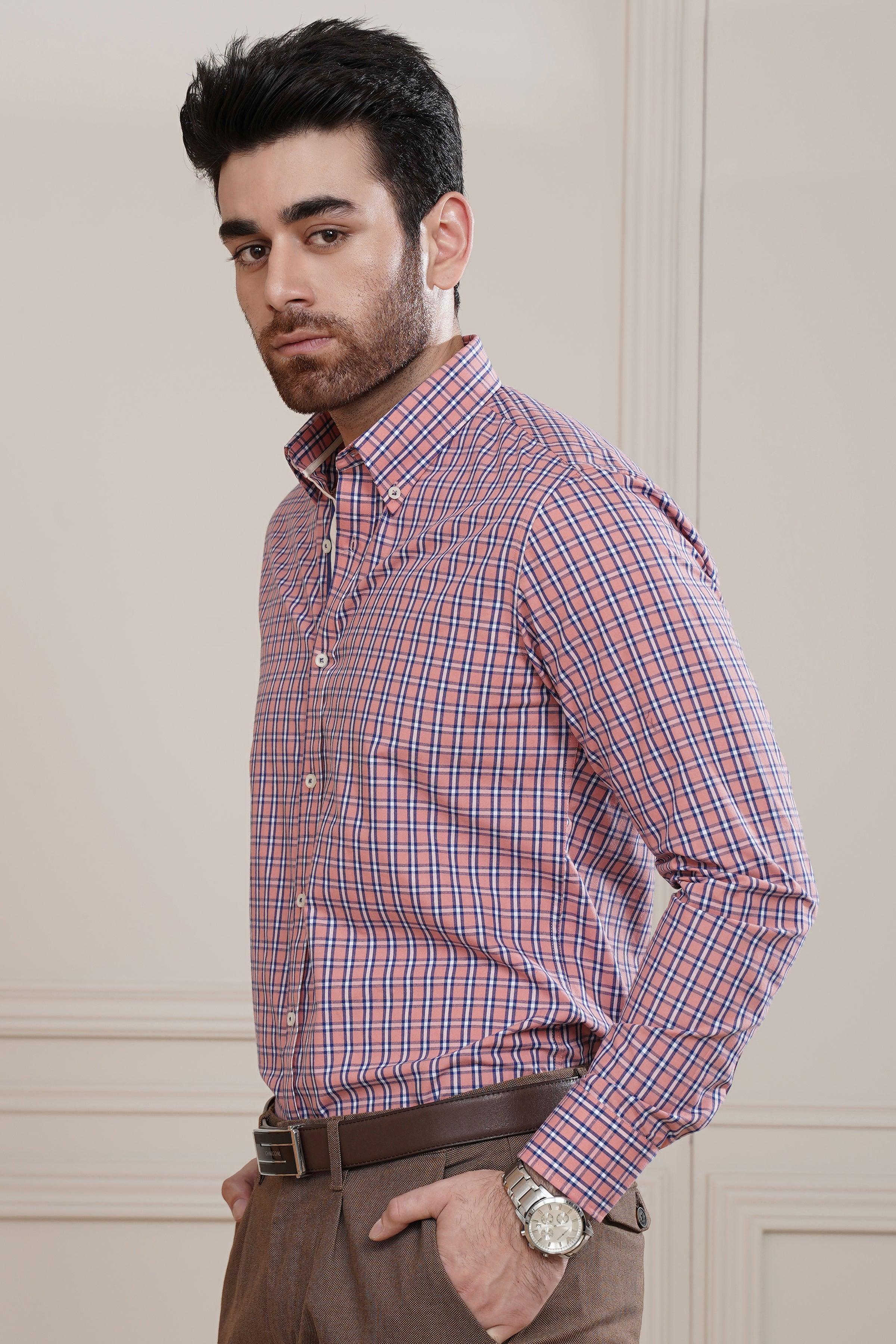 SEMI FORMAL SHIRT PEACH BLUE at Charcoal Clothing