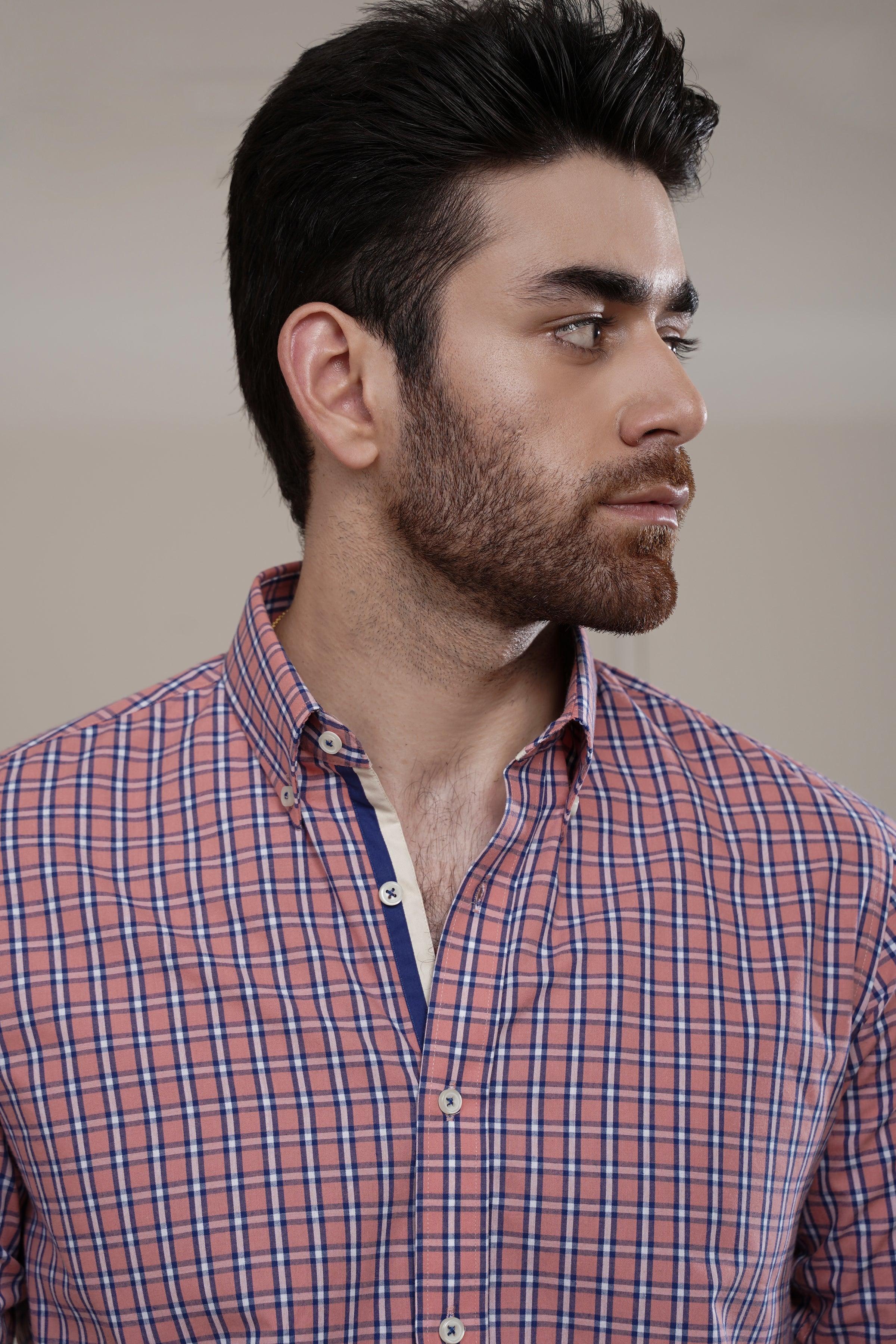 SEMI FORMAL SHIRT PEACH BLUE at Charcoal Clothing