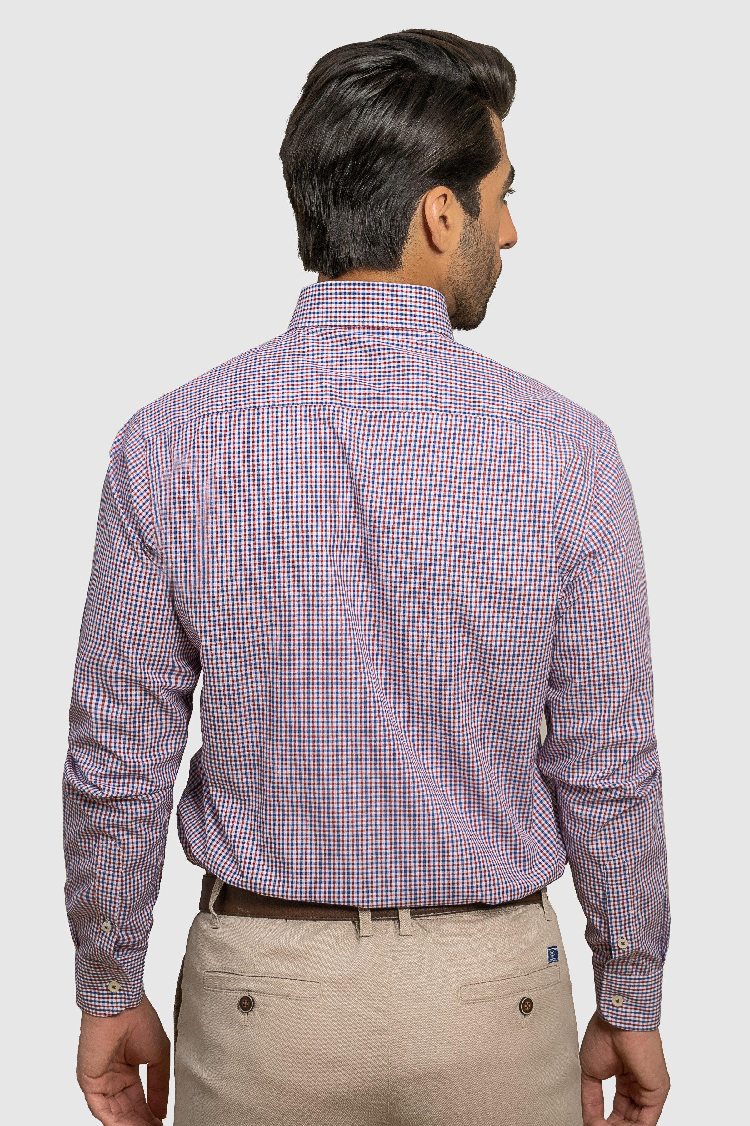 SEMI FORMAL SHIRT RED NAVY CHECK at Charcoal Clothing