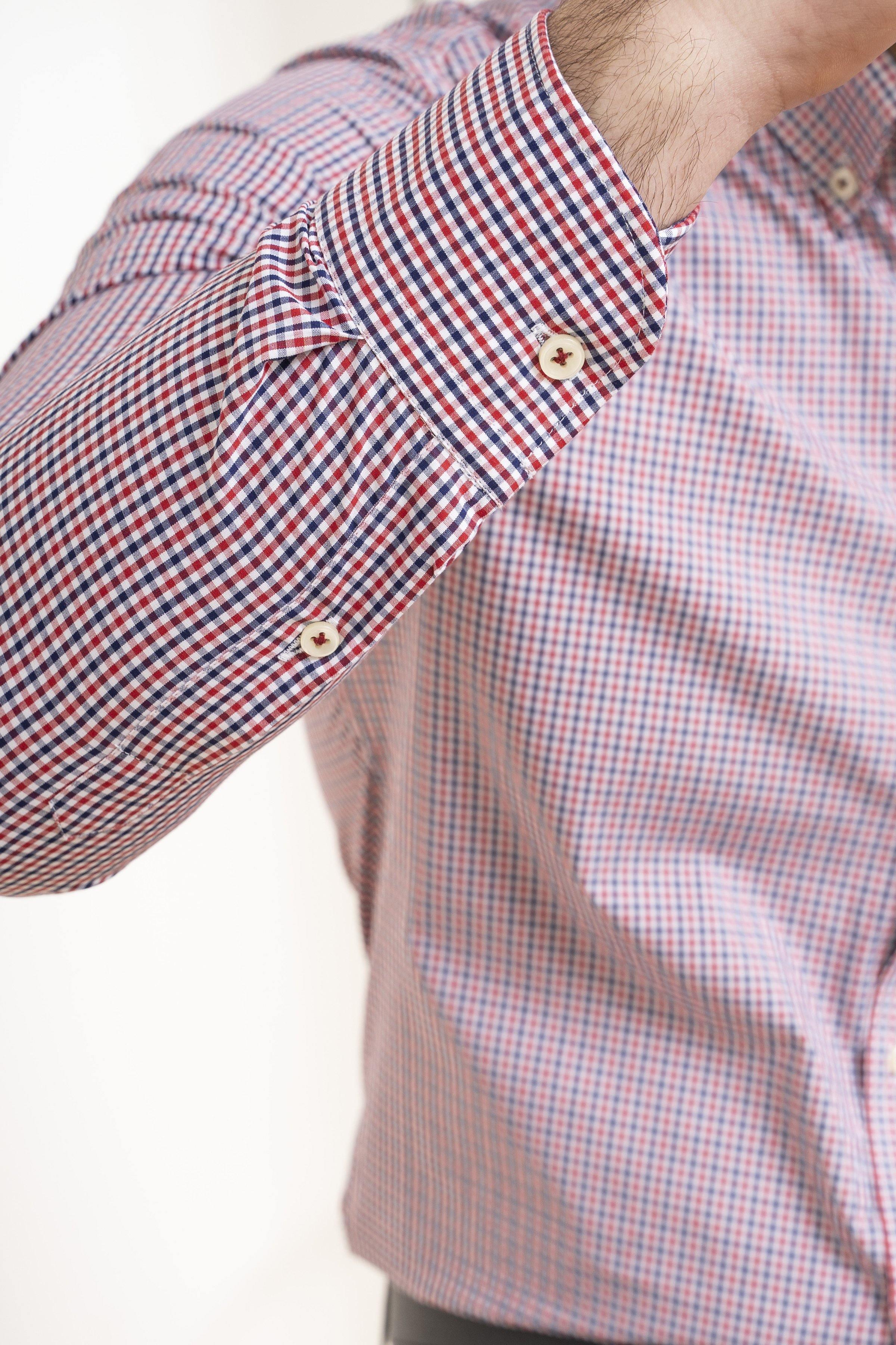 SEMI FORMAL SHIRT RED WHITE CHECK at Charcoal Clothing