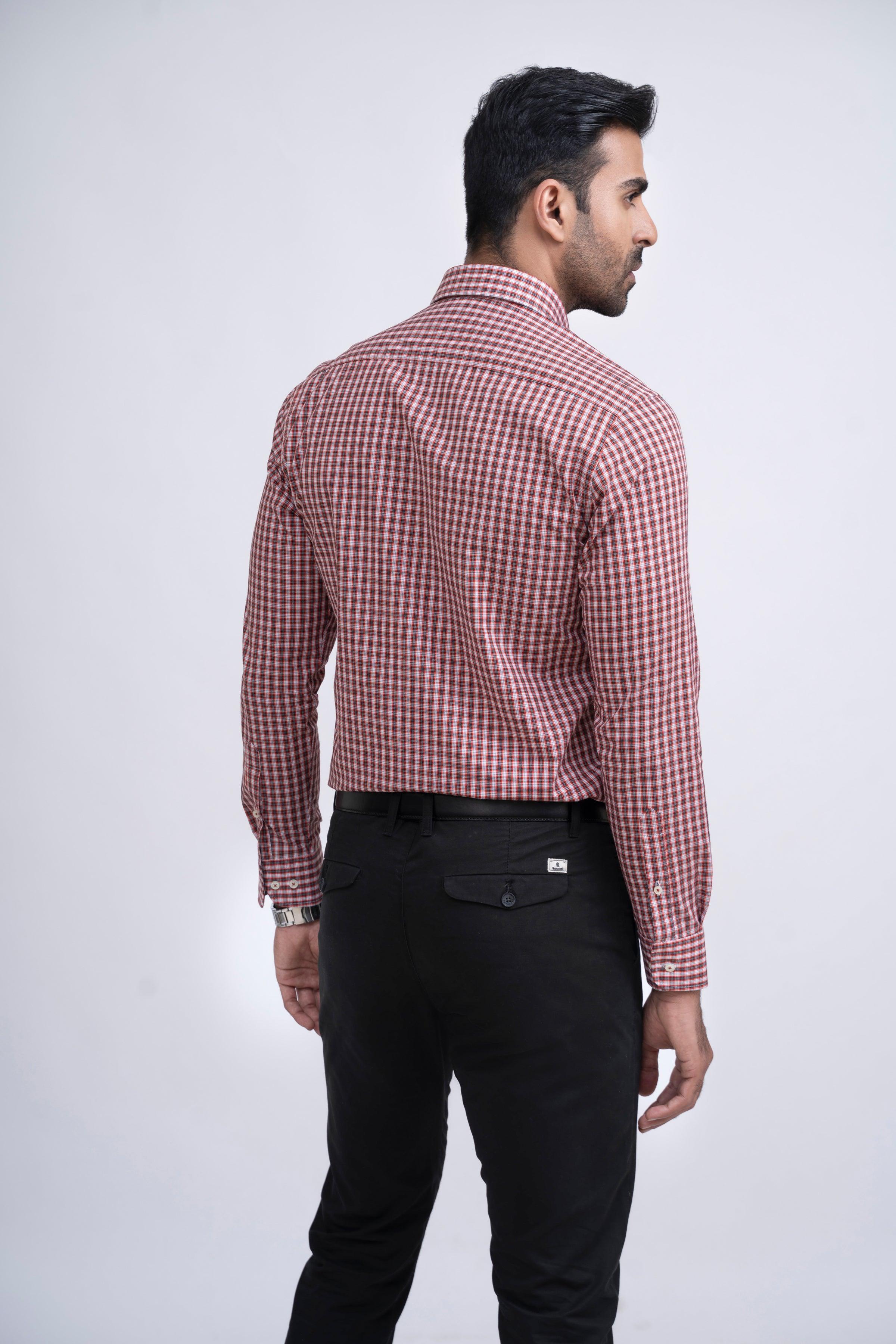 SEMI FORMAL SHIRT RUST CHECK at Charcoal Clothing