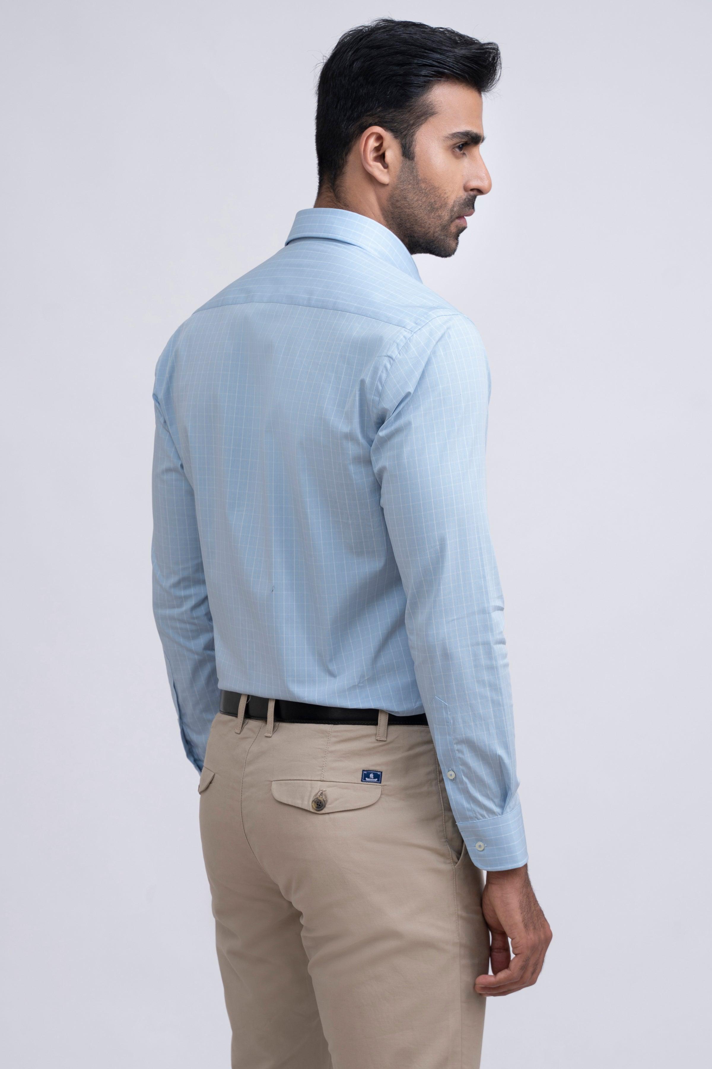 SEMI FORMAL SHIRT SKY BLUE CHECK at Charcoal Clothing