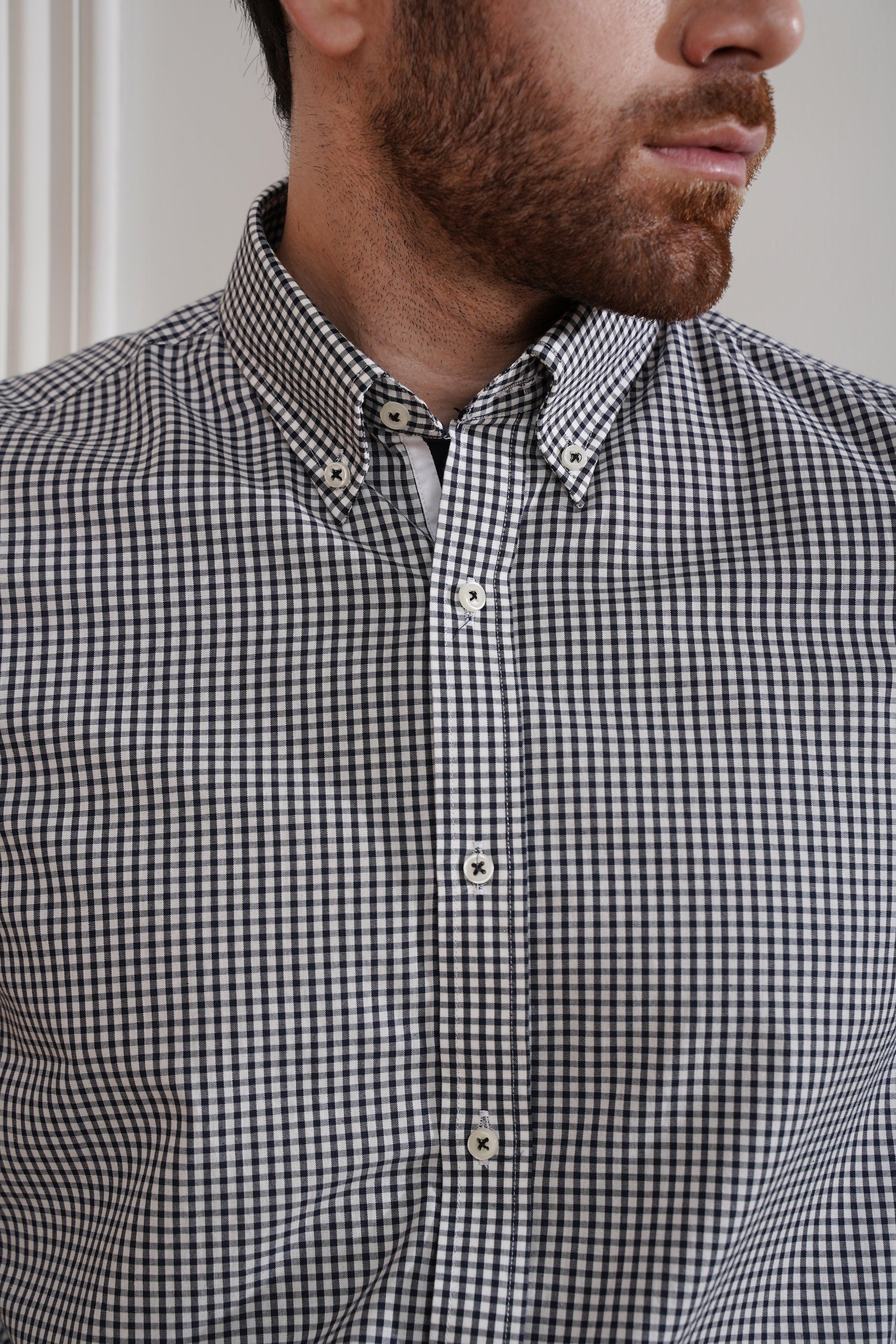 SEMI FORMAL SHIRT WHITE BLACK CHECK at Charcoal Clothing