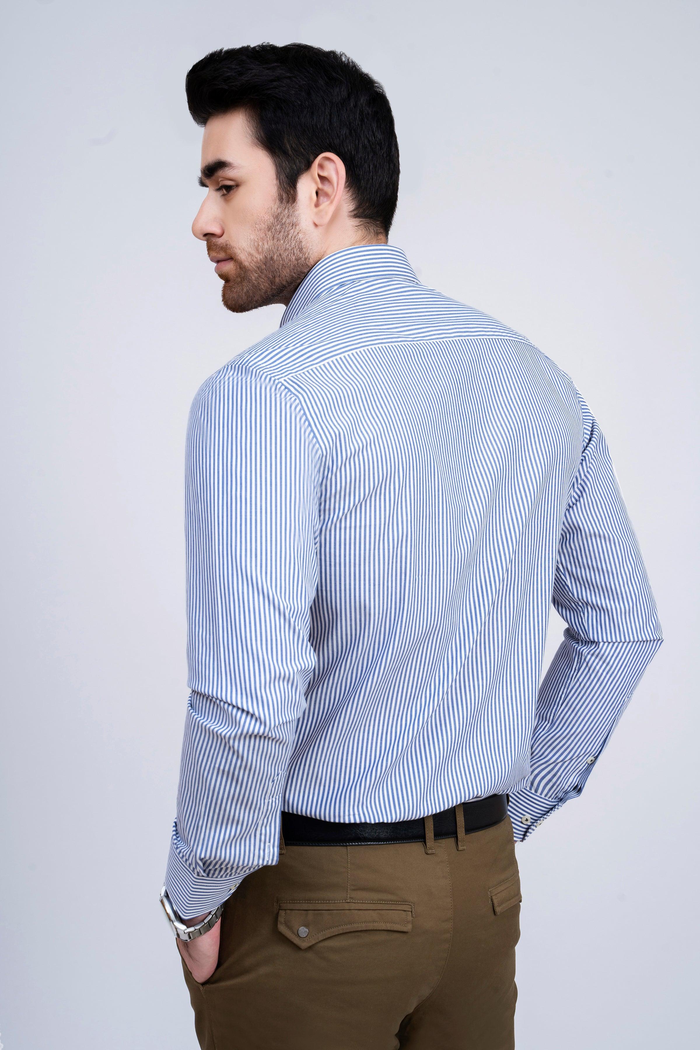 SEMI FORMAL SHIRT WHITE BLUE LINE at Charcoal Clothing
