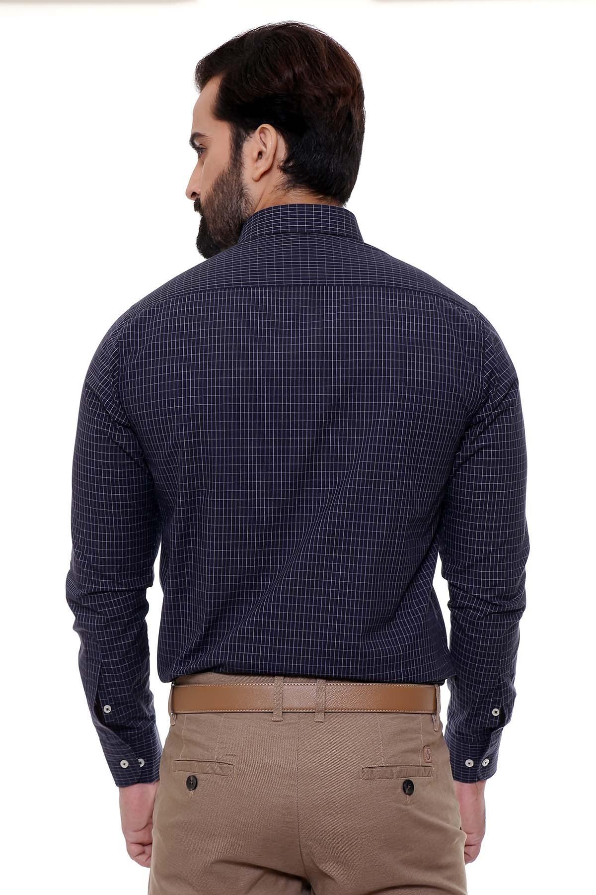 SEMI FORMAL SHIRTS BUTTON DOWN FULL SLEEVE BLACK BLUE LINE at Charcoal Clothing