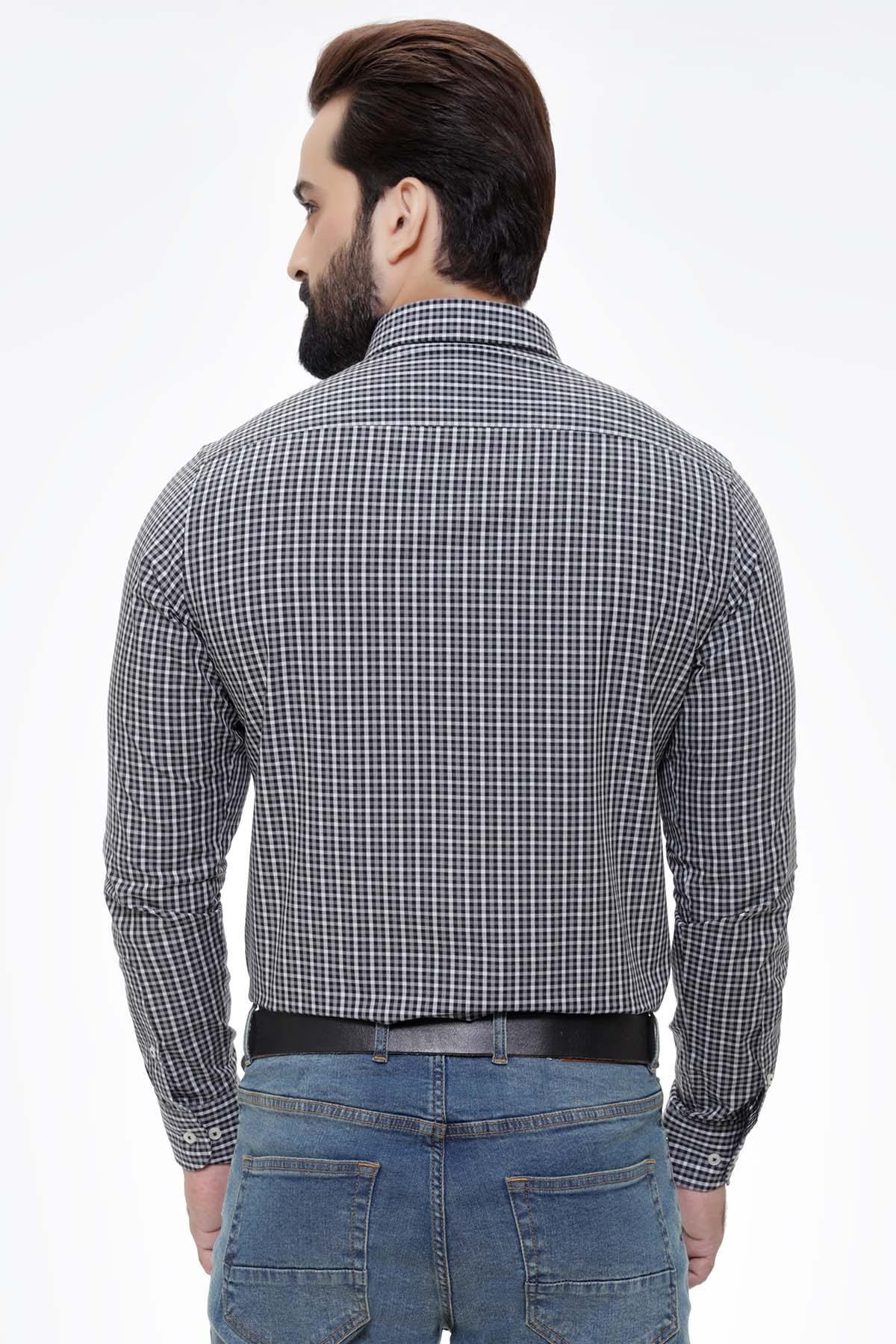 SEMI FORMAL SHIRTS BUTTON DOWN FULL SLEEVE BLACK GREY at Charcoal Clothing