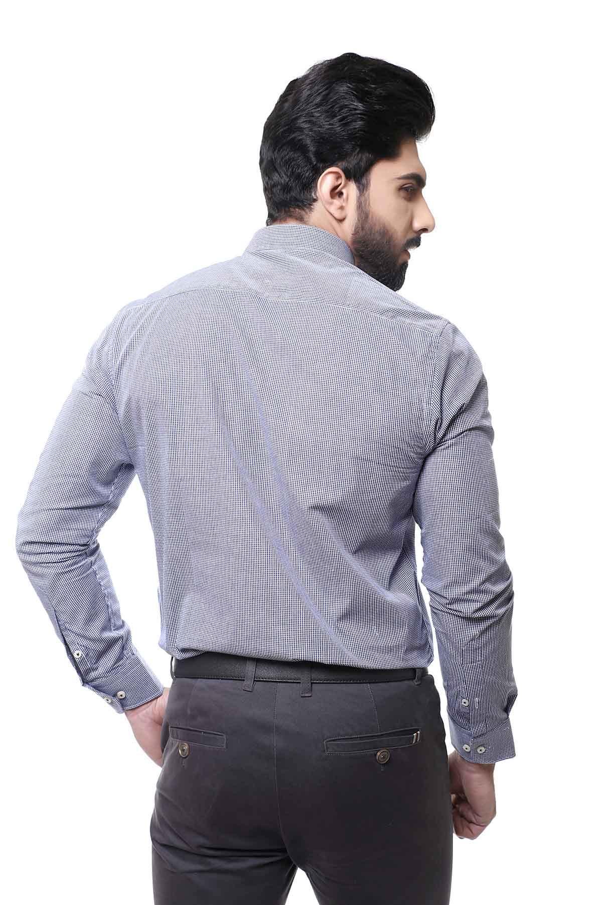 SEMI FORMAL SHIRTS BUTTON DOWN FULL SLEEVE BLUE CHECK at Charcoal Clothing