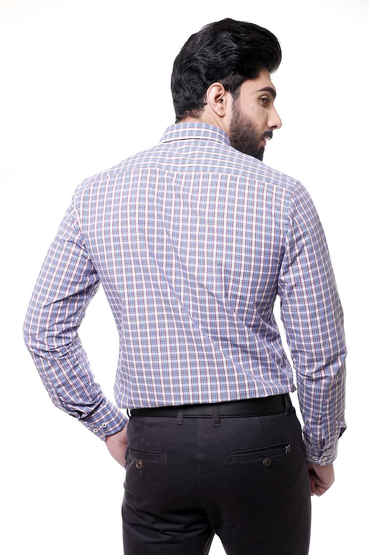 SEMI FORMAL SHIRTS BUTTON DOWN FULL SLEEVE BLUE GREY at Charcoal Clothing