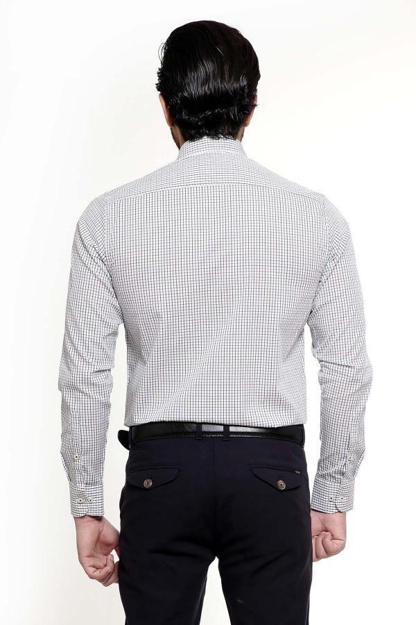 SEMI FORMAL SHIRTS BUTTON DOWN FULL SLEEVE BLUE WHITE CHECK at Charcoal Clothing