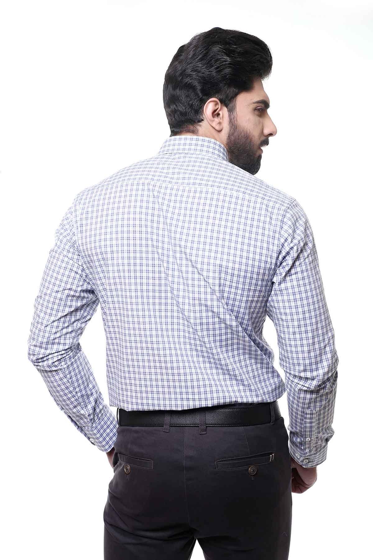 SEMI FORMAL SHIRTS BUTTON DOWN FULL SLEEVE BLUE WHITE LINE at Charcoal Clothing