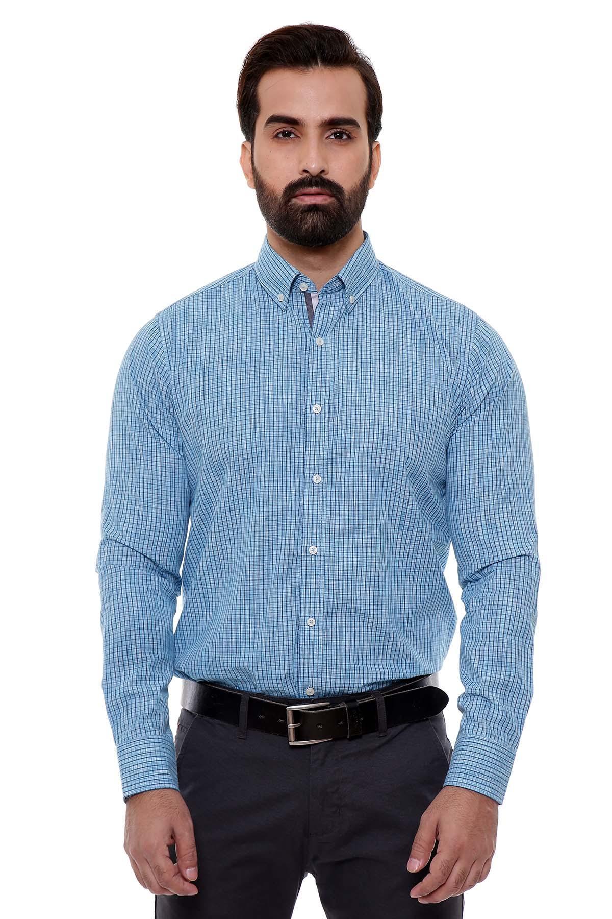 SEMI FORMAL SHIRTS BUTTON DOWN FULL SLEEVE FEROZI CHECK at Charcoal Clothing