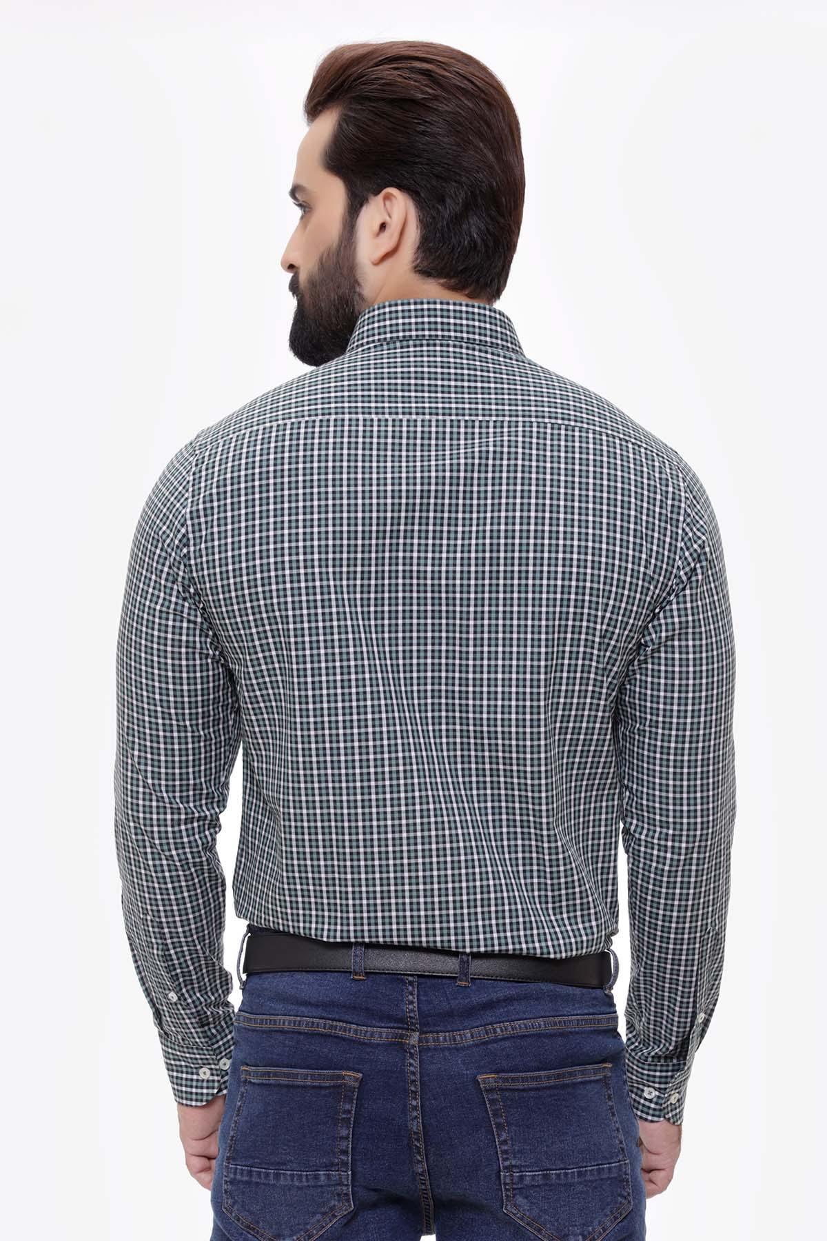 SEMI FORMAL SHIRTS BUTTON DOWN FULL SLEEVE GREEN BLACK at Charcoal Clothing