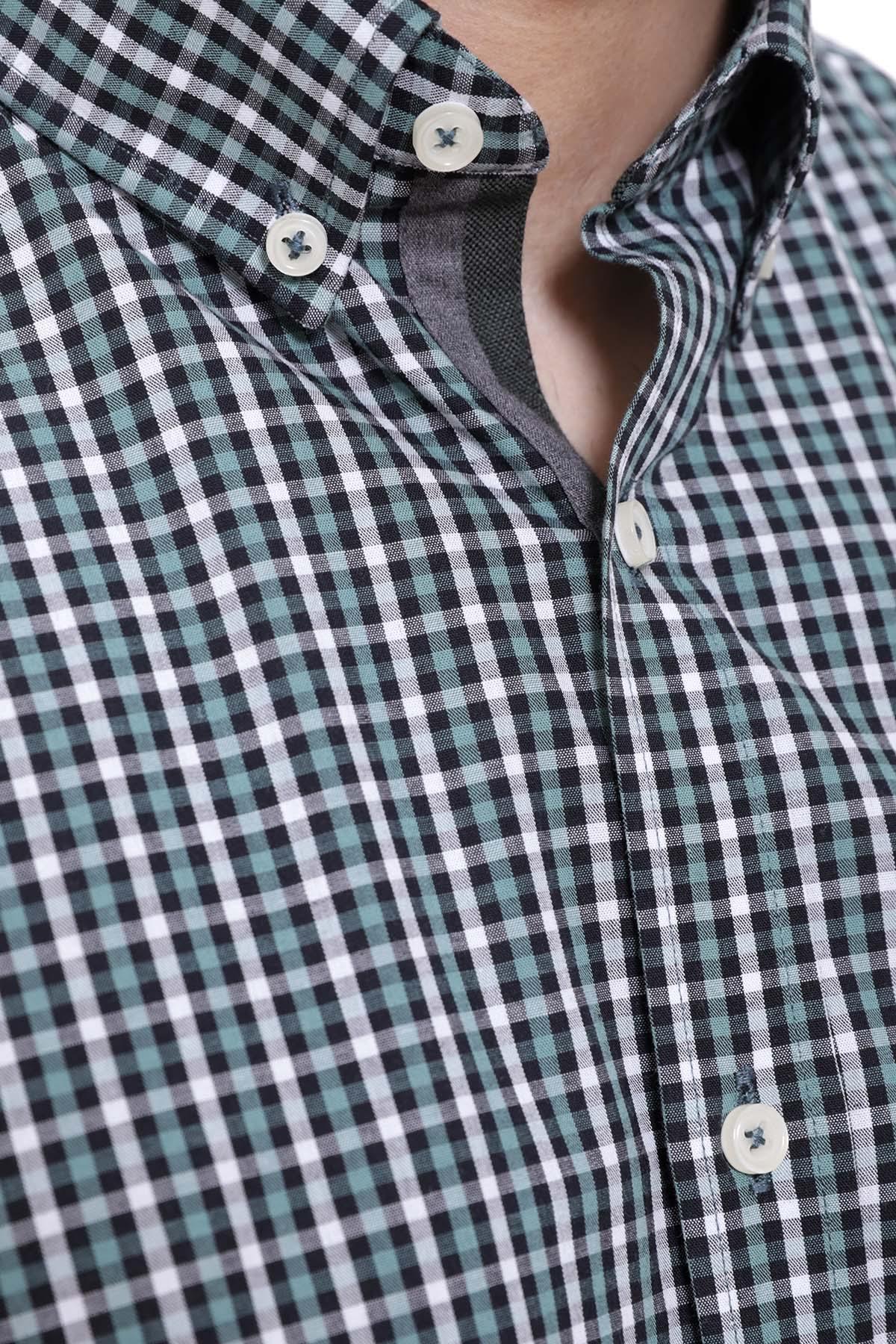 SEMI FORMAL SHIRTS BUTTON DOWN FULL SLEEVE GREEN BLACK at Charcoal Clothing
