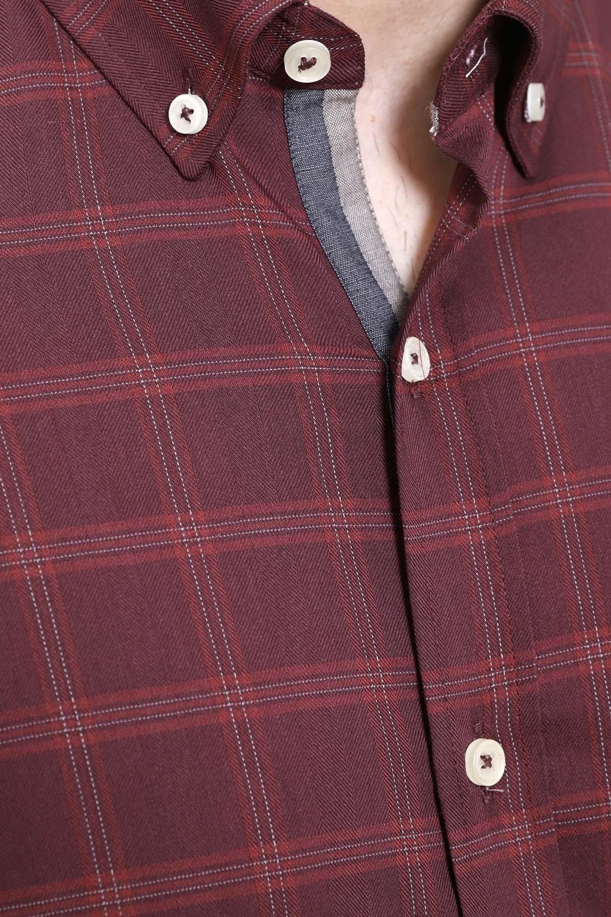 SEMI FORMAL SHIRTS BUTTON DOWN FULL SLEEVE MAROON at Charcoal Clothing