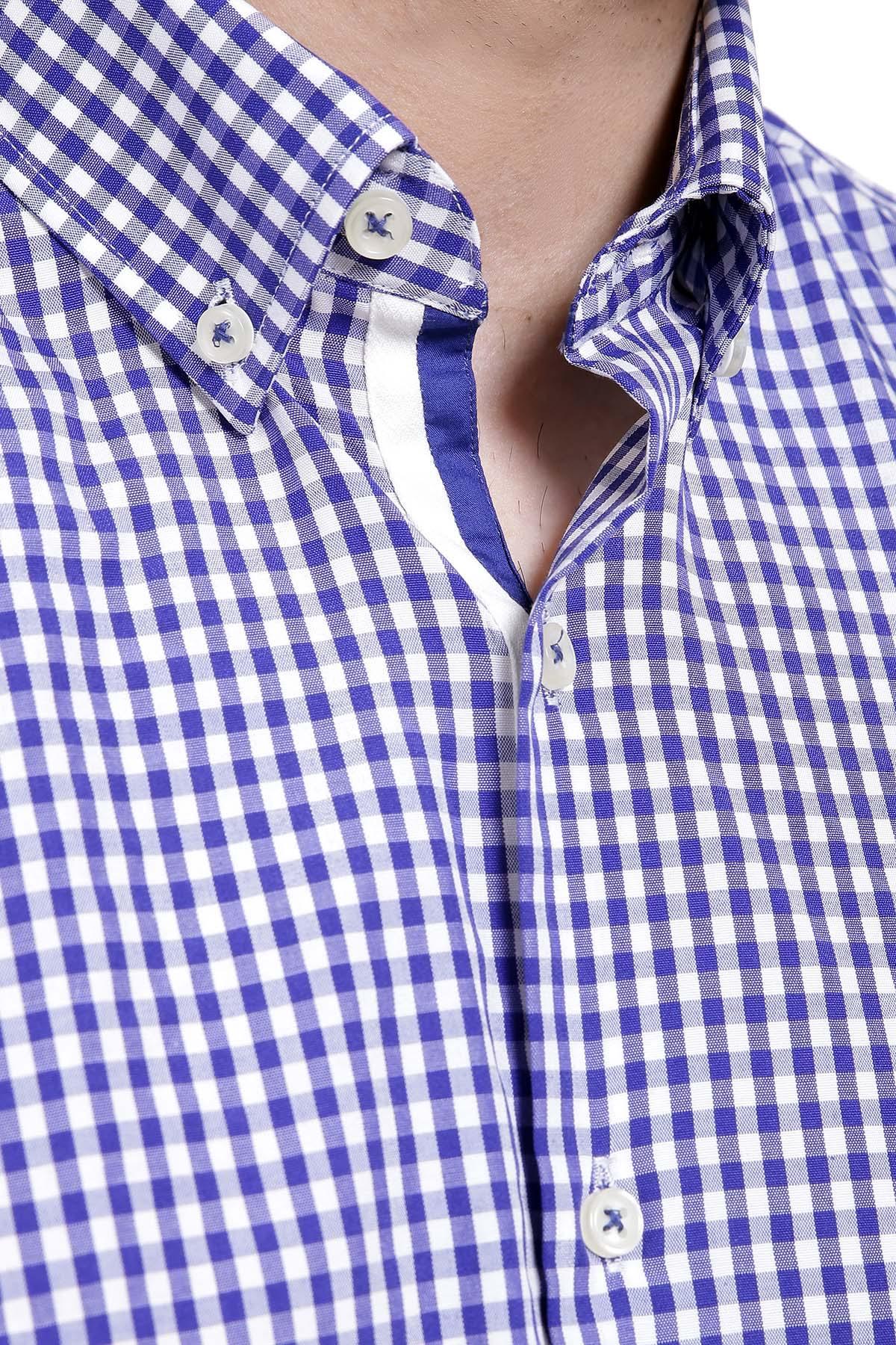 SEMI FORMAL SHIRTS BUTTON DOWN FULL SLEEVE NAVY BLUE at Charcoal Clothing