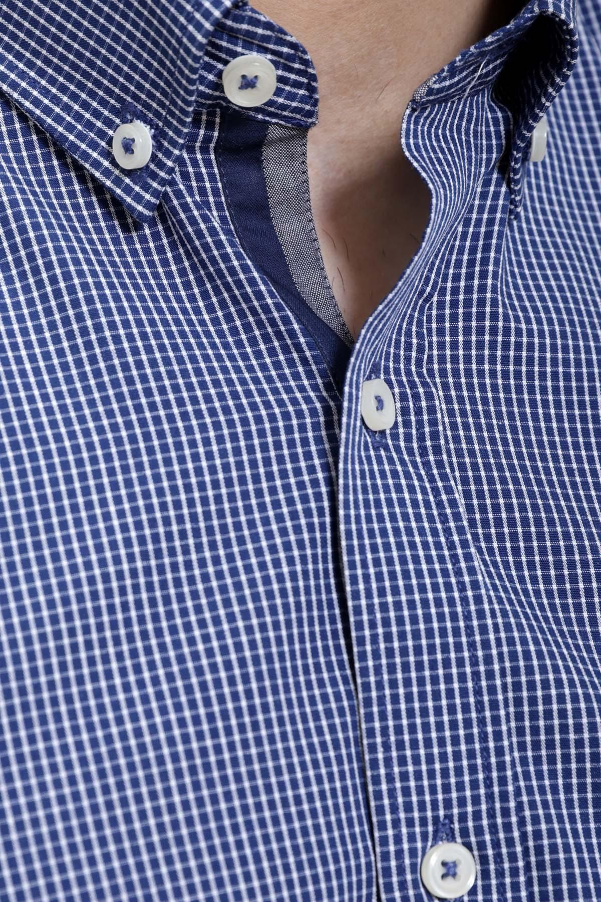 SEMI FORMAL SHIRTS BUTTON DOWN FULL SLEEVE NAVY BLUE at Charcoal Clothing