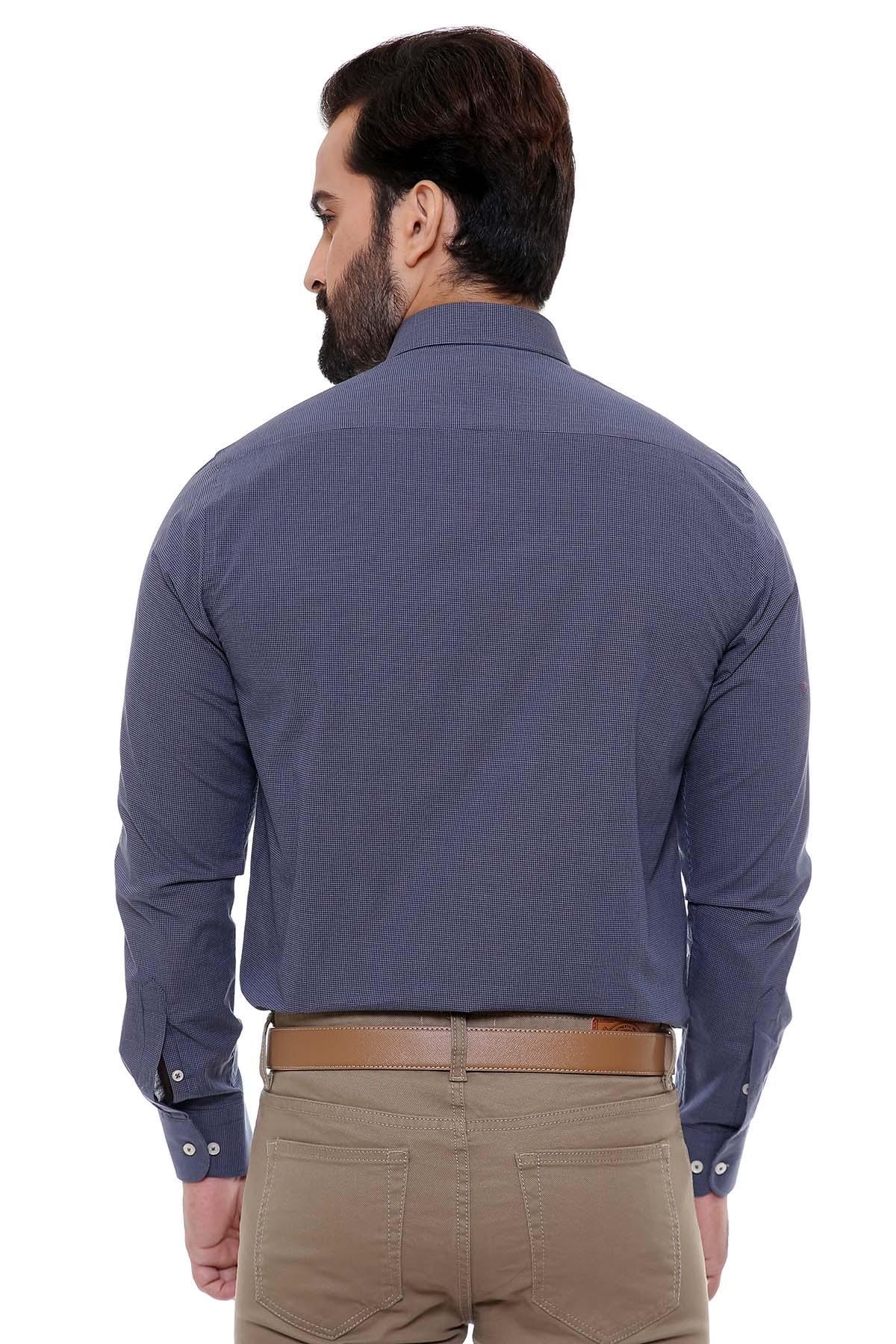 SEMI FORMAL SHIRTS BUTTON DOWN FULL SLEEVE NAVY SKY CHECK at Charcoal Clothing